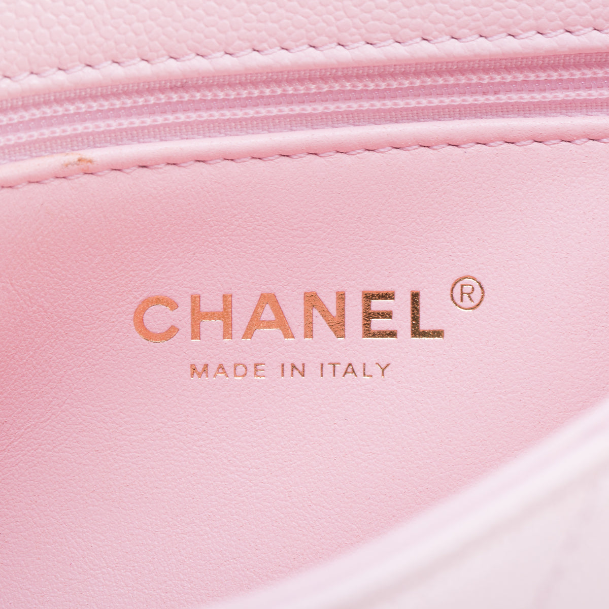 Chanel Pink Quilted Caviar Mini Rectangular CC Flap