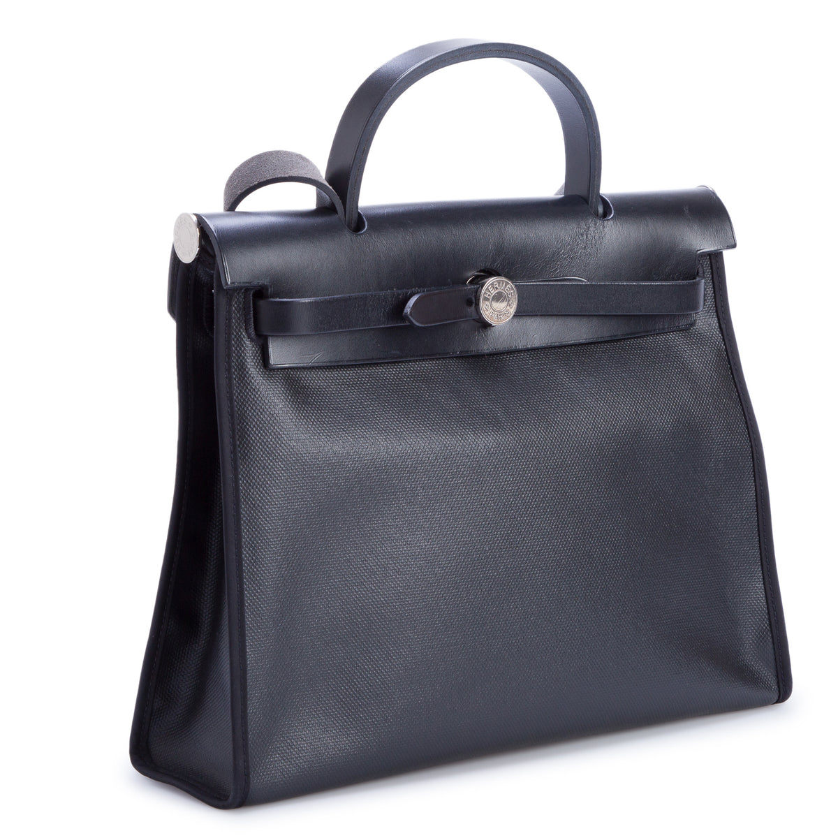 Hermes 2021 Noir Toile H Berline Vache Hunter Herbag Zip PM 31 w/ Pouch