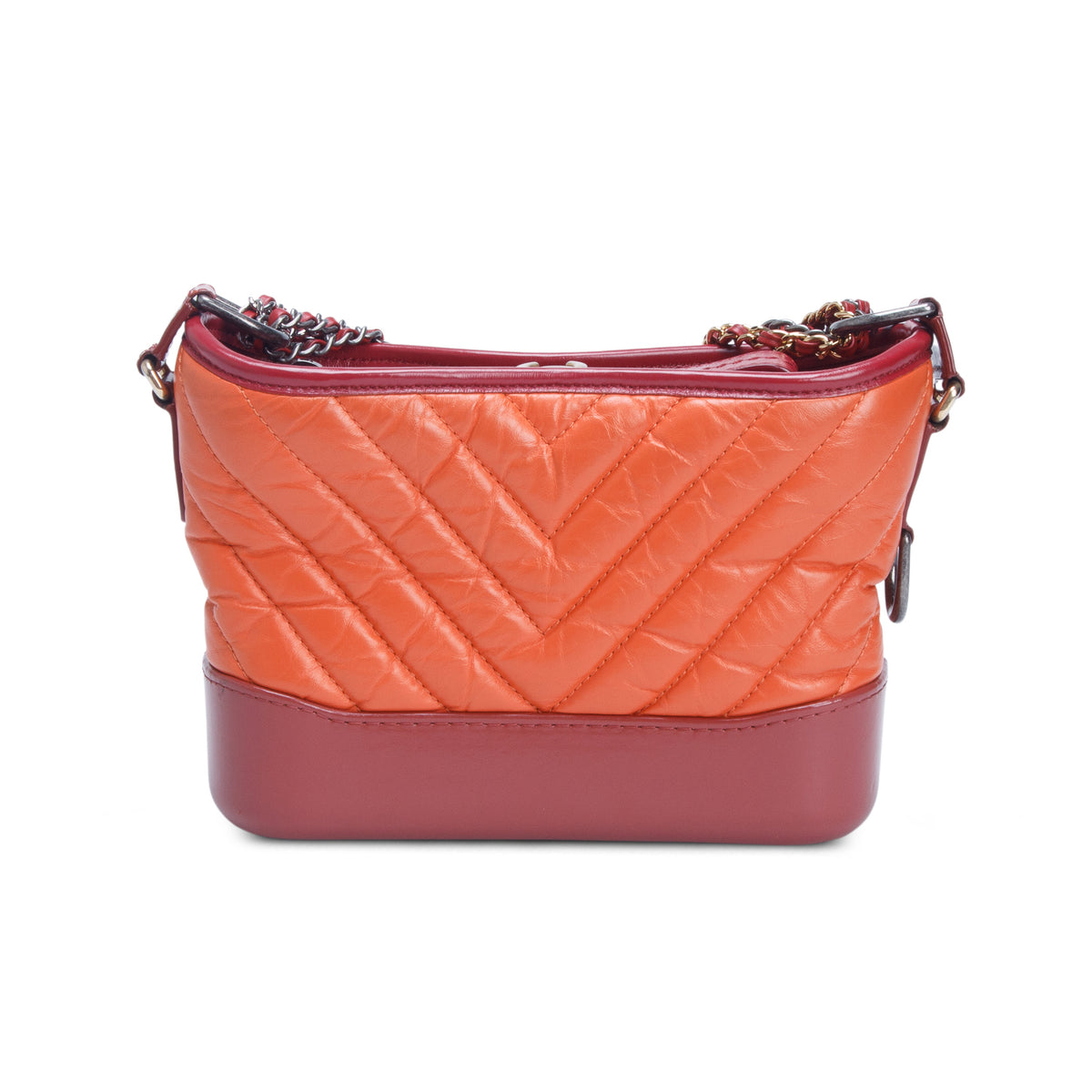 Chanel Red/Orange Aged Calfskin Leather Small Gabrielle Hobo