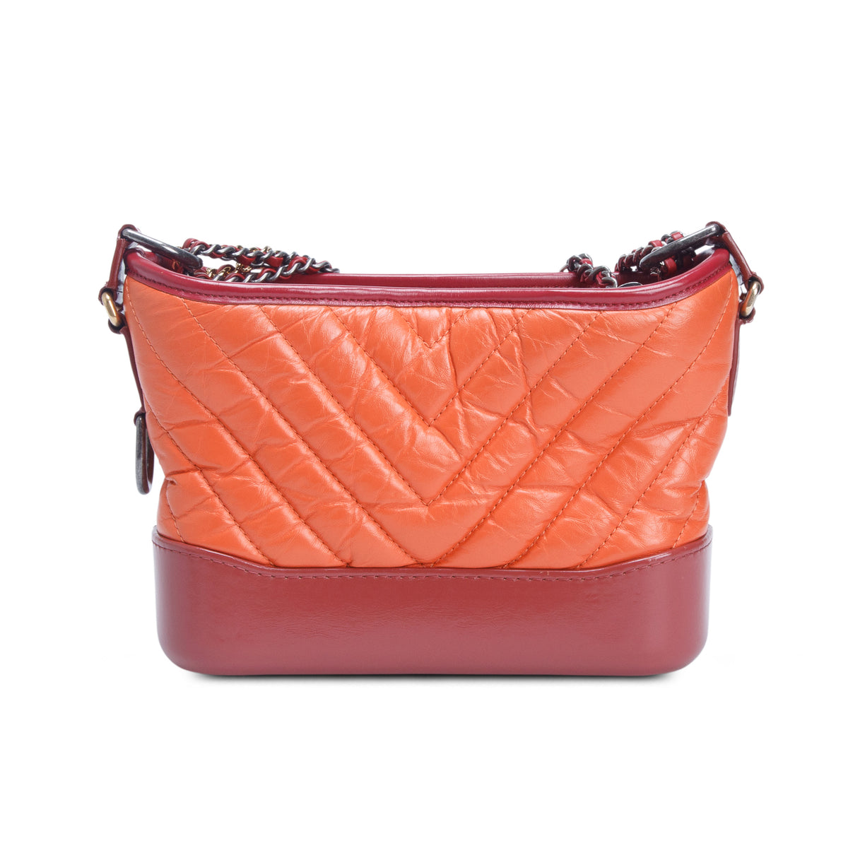 Chanel Red/Orange Aged Calfskin Leather Small Gabrielle Hobo