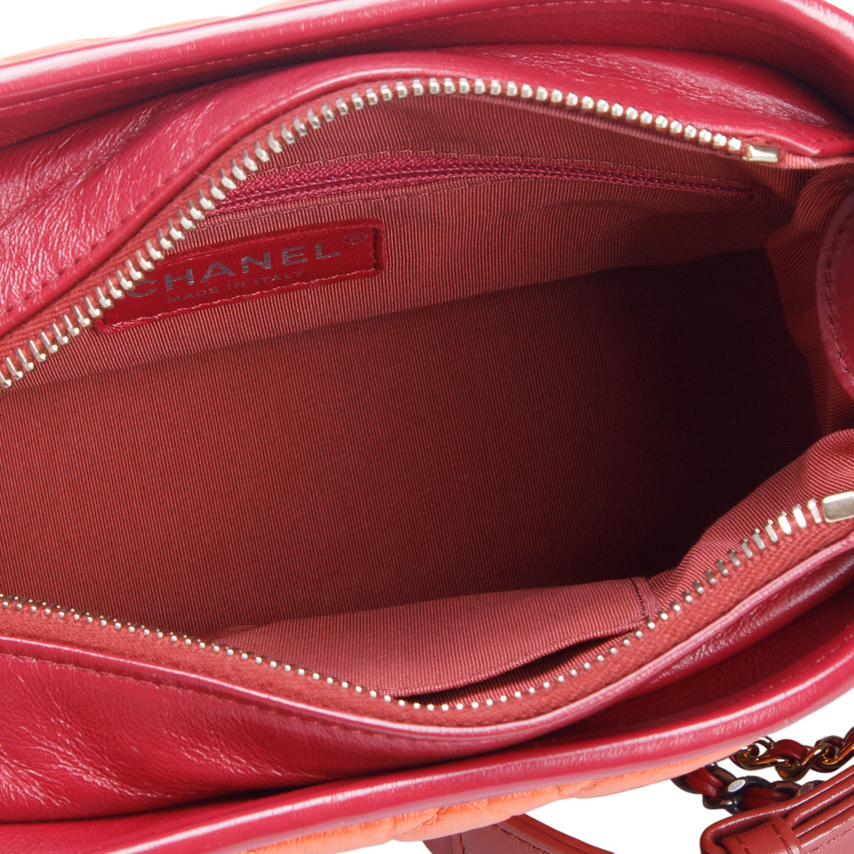 Chanel Red/Orange Aged Calfskin Leather Small Gabrielle Hobo