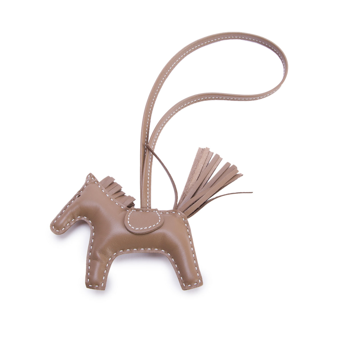 Hermes 2025 Etoupe Milo Lambskin Grigri Rodeo Horse Bag Charm PM w/ Box