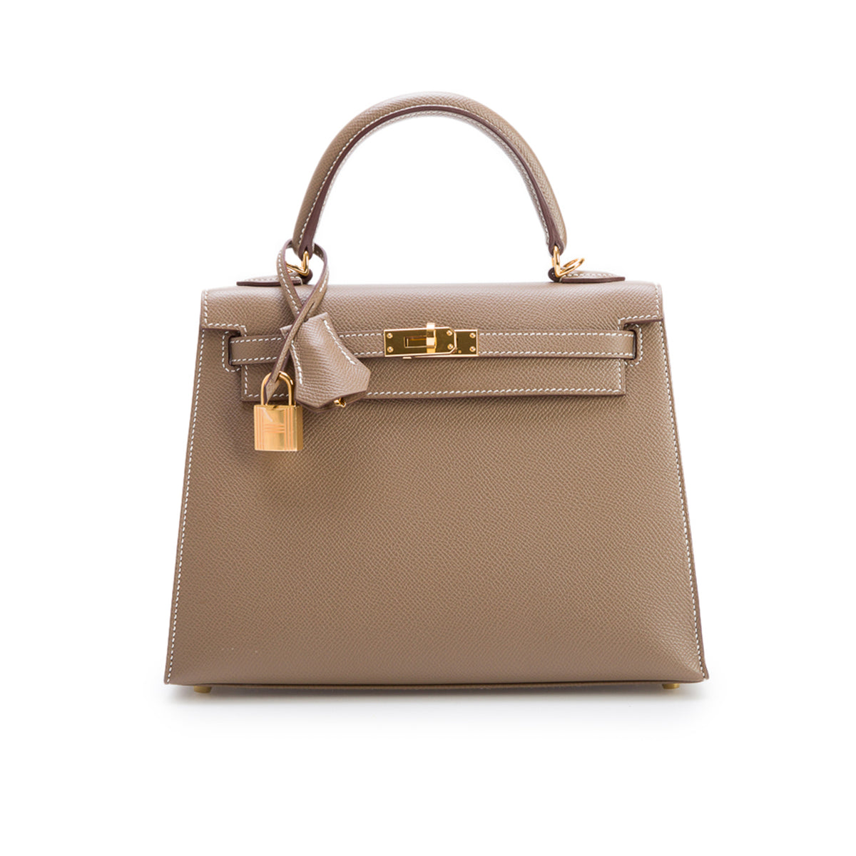 Hermes 2021 Etoupe Veau Epsom Kelly II Sellier 25 w/ Strap