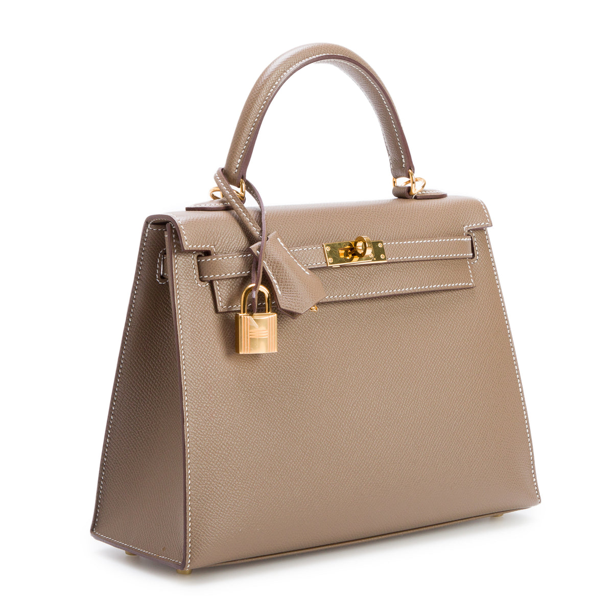 Hermes 2021 Etoupe Veau Epsom Kelly II Sellier 25 w/ Strap