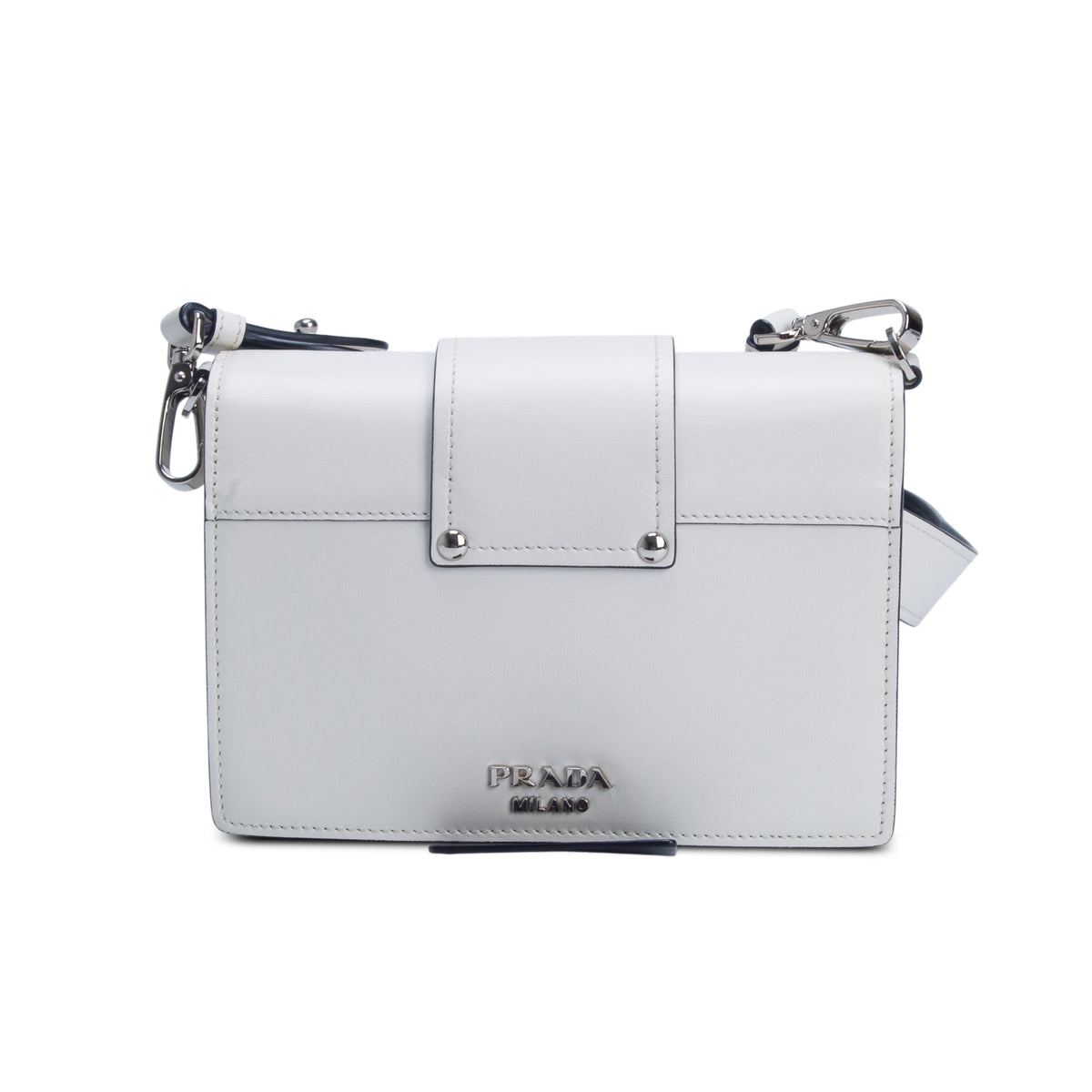 Prada White City Calf Plex Ribbon Bag w/ Strap
