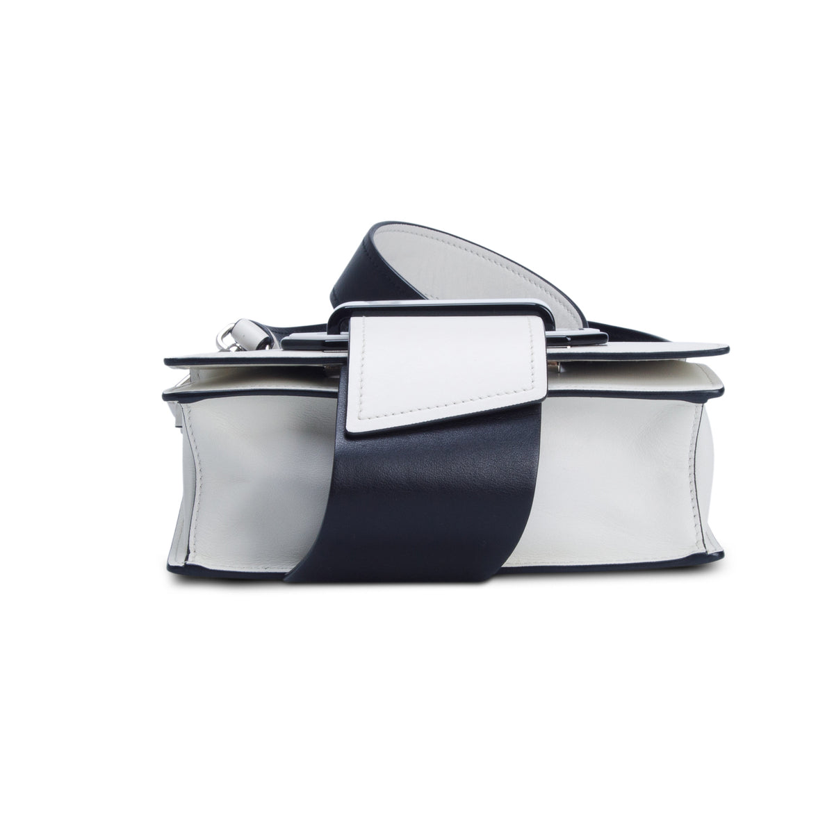 Prada White City Calf Plex Ribbon Bag w/ Strap
