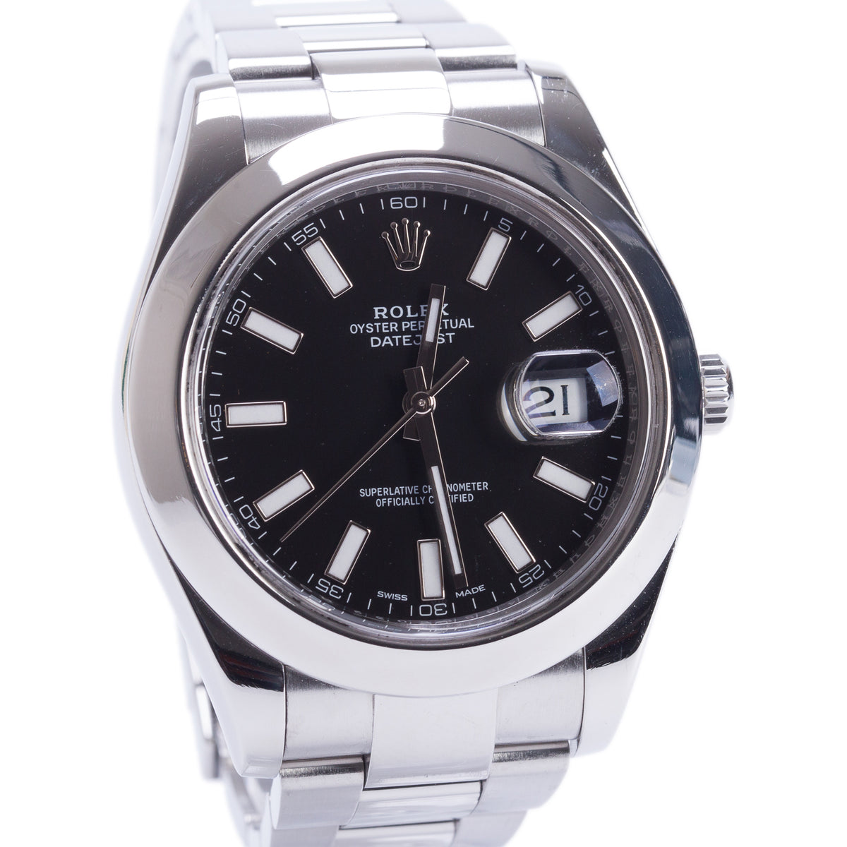 Rolex Stainless Steel Datejust 41 MM Automatic Watch Black Dial 116300 w/ Box & Papers