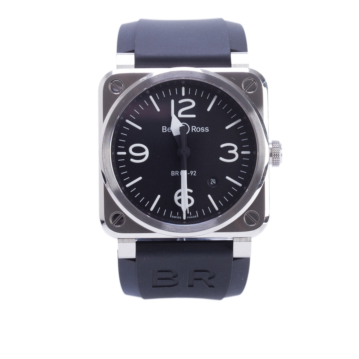 Bell & Ross Stainless Steel BR03-92 42 MM Automatic Watch Black Dial