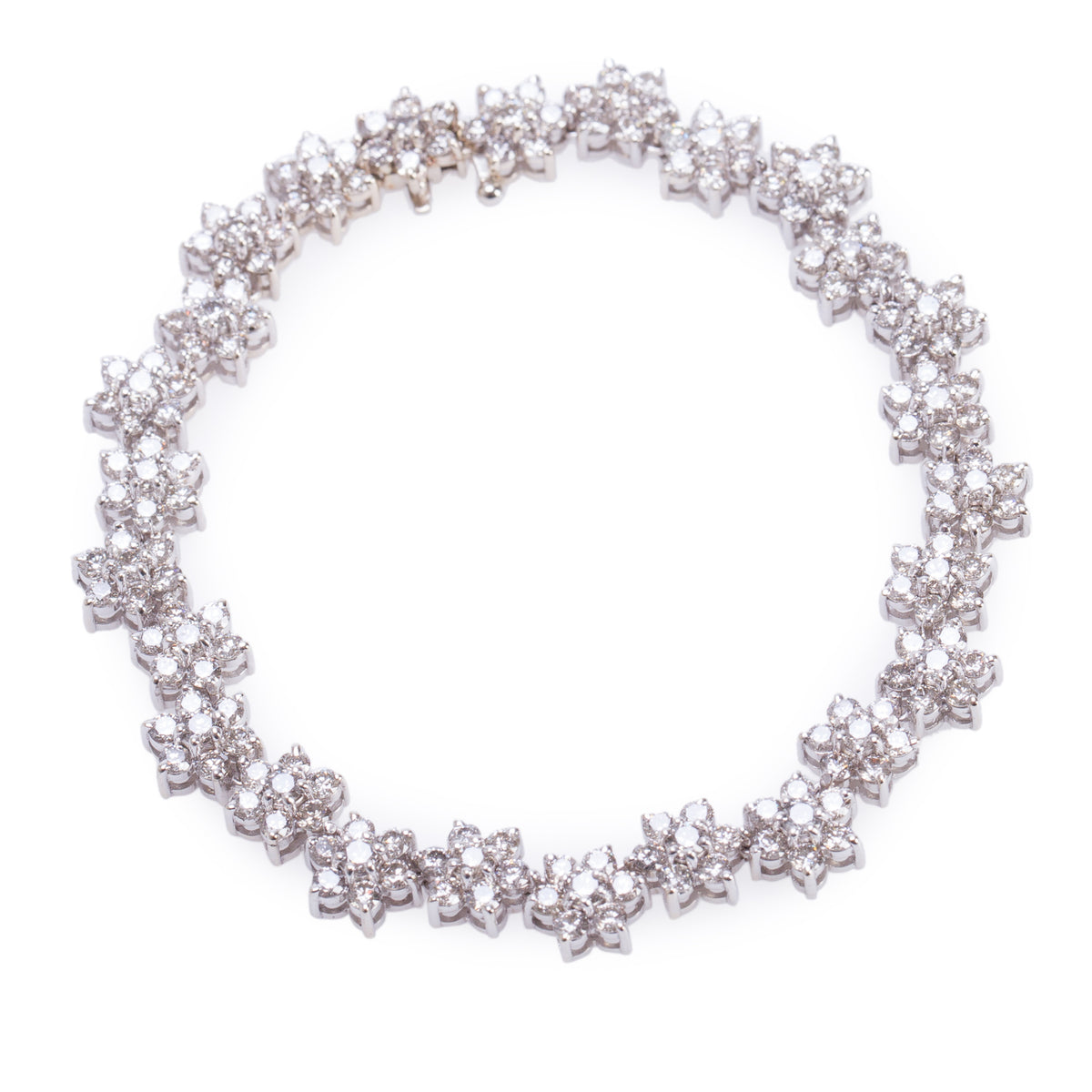 14k White Gold 9.10 tcw. Diamond Floral Design Bracelet