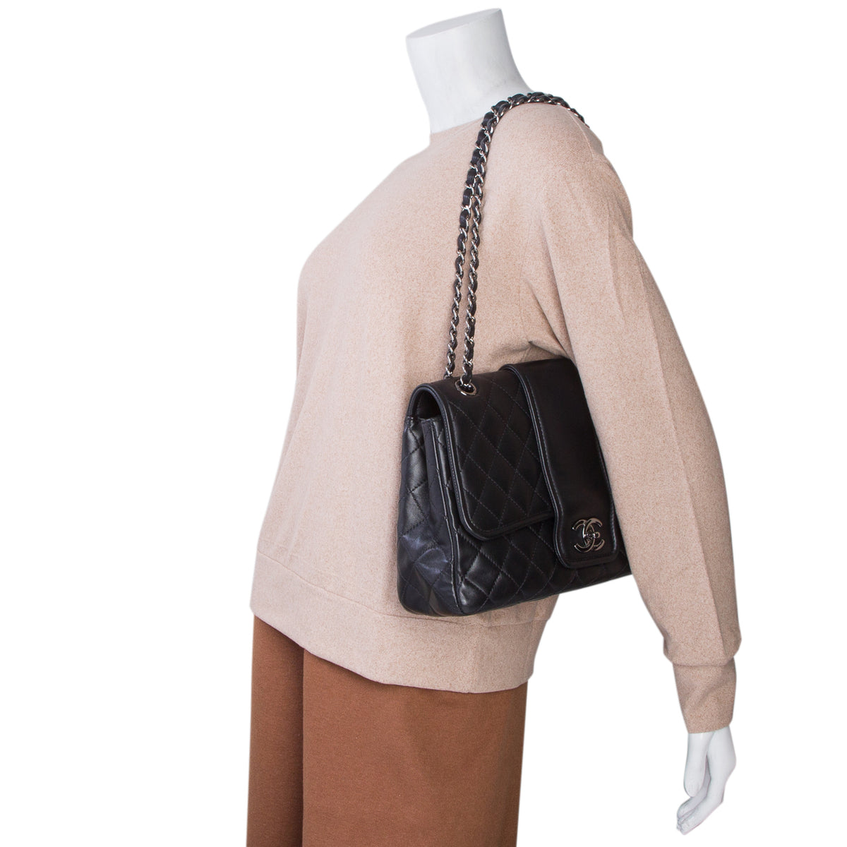 Chanel Black Lambskin Quilted Elementary Chic Flap Bag