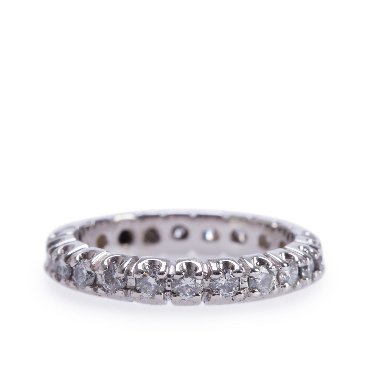 14k White Gold 1.17 tcw. Diamond Eternity Band Ring, Size 7.25