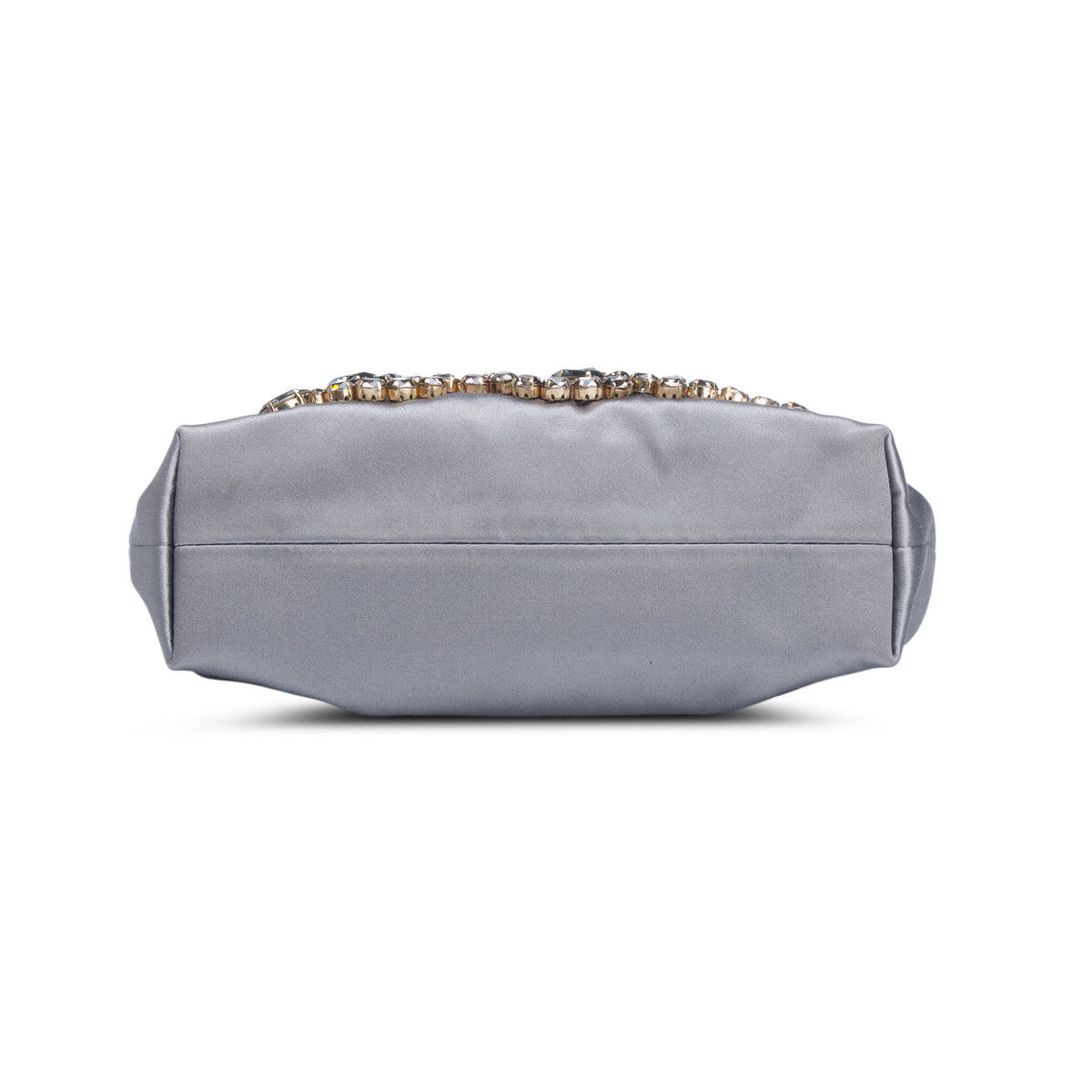 Dolce & Gabbana Grey Satin Snake Trim Crystal Embellished Clutch w/ Straps & Authenticity Card
