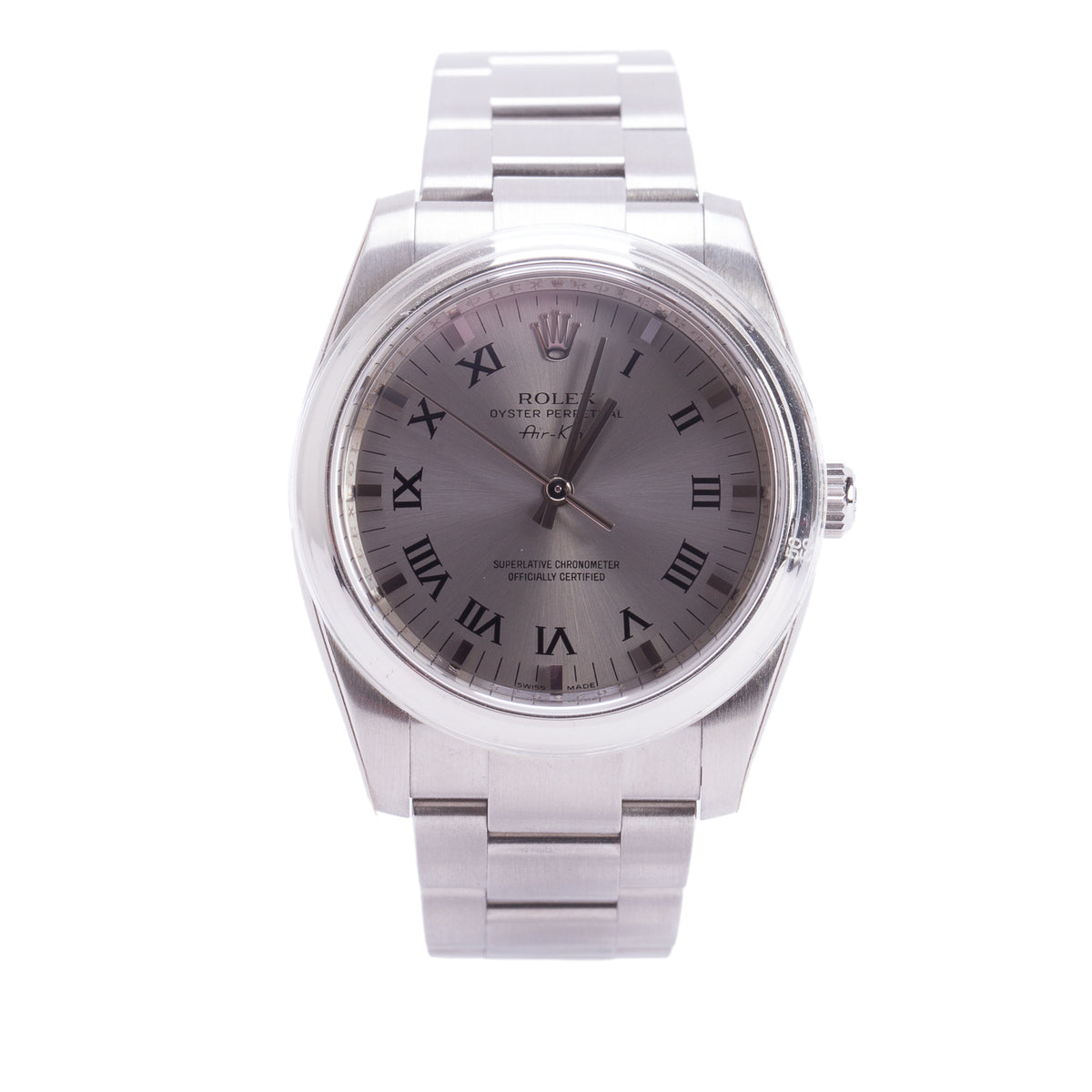 Rolex Stainless Steel Oyster Perpetual Air King 34 MM Automatic Watch Silver Dial 114200 w/ Box & Papers