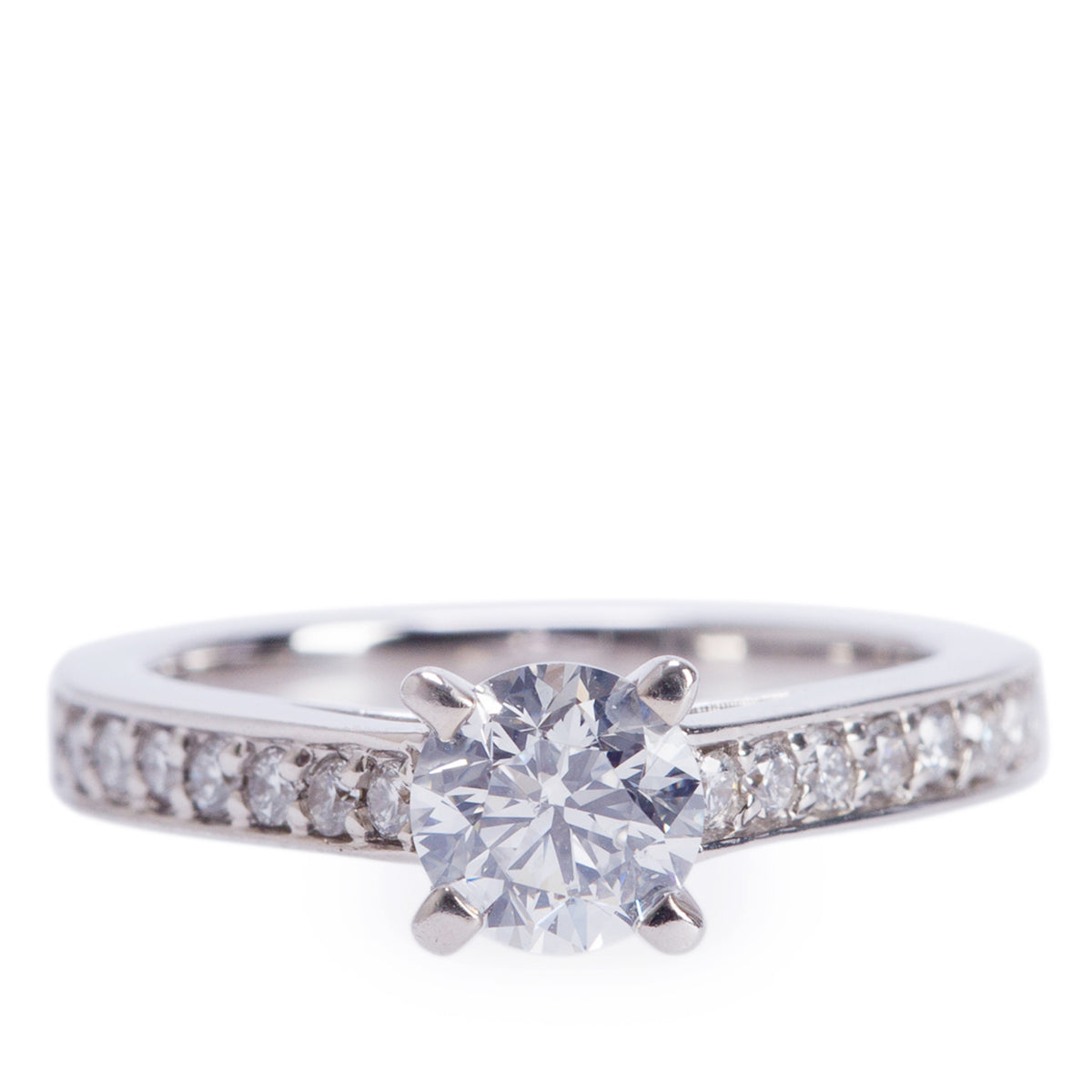 18k White Gold 0.67 ct. Round Cut Diamond Engagement Ring, Size 3.75