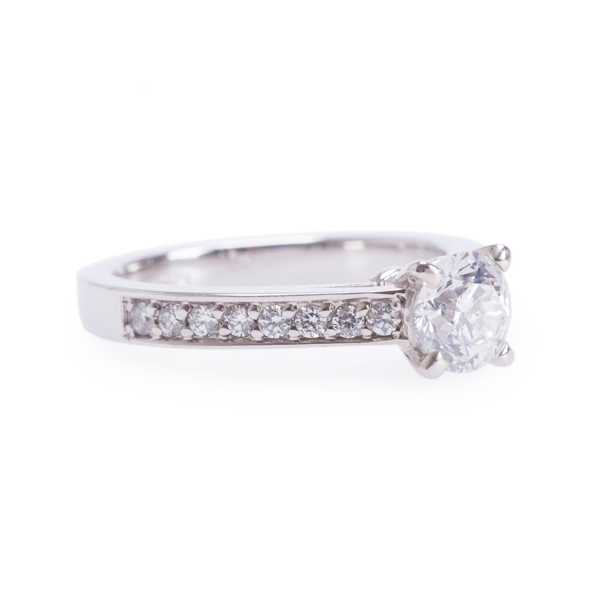 18k White Gold 0.67 ct. Round Cut Diamond Engagement Ring, Size 3.75