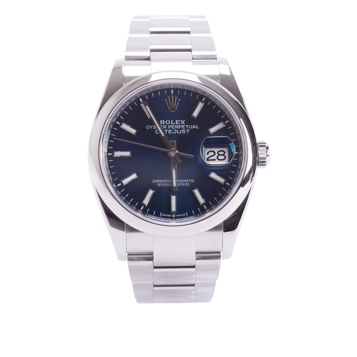 Rolex 2021 Stainless Steel Datejust 36 MM Silver Dial Automatic Watch Blue Dial 126200 w/ Box & Papers