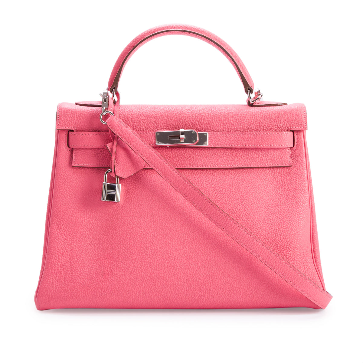 Hermes Rose D'Ete Taurillon Clemence Kelly II Retourne 32 w/ Strap