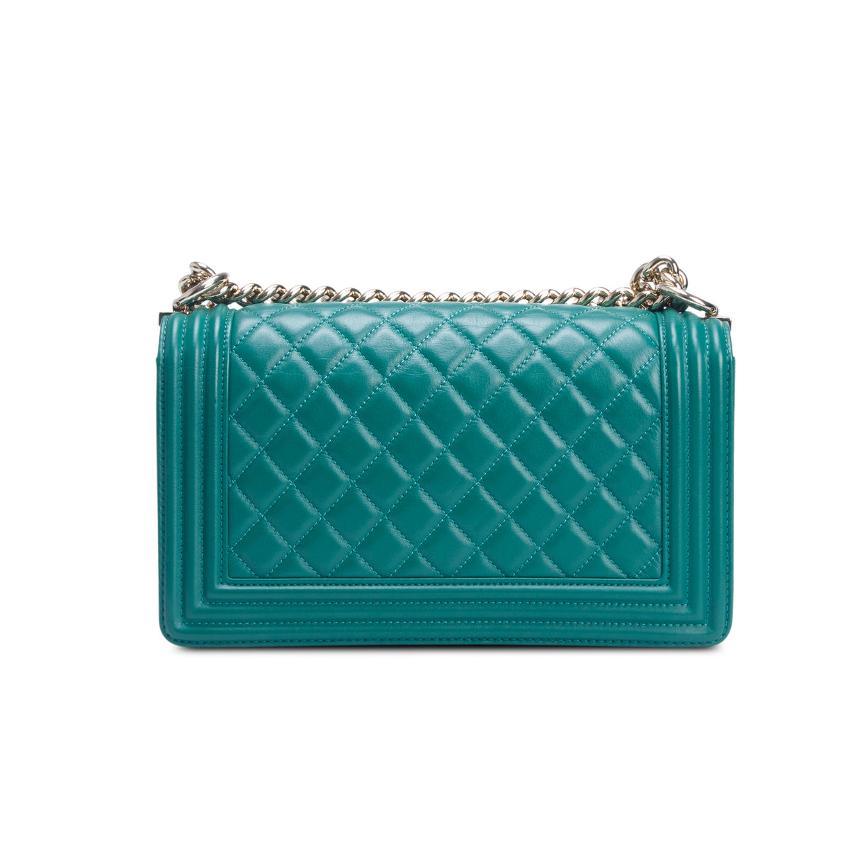 Chanel Green Quilted Lambskin Leather Medium Boy Bag w/ Box & Authenticity Card