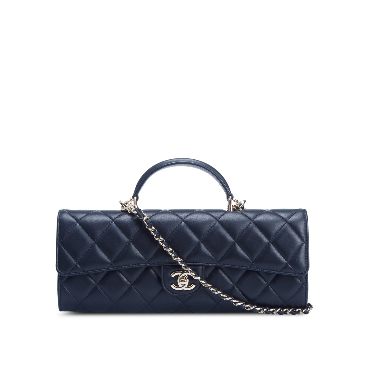 Chanel 2026 Black Lambskin Top Handle East West Flap w/ Box, Receipt & Strap