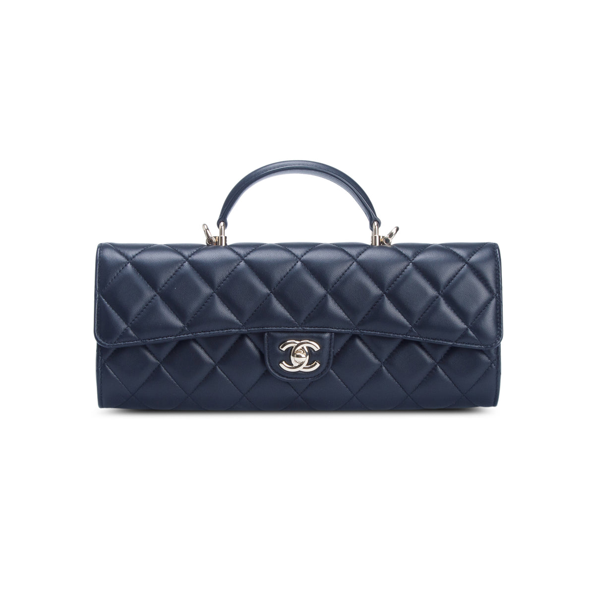 Chanel 2026 Black Lambskin Top Handle East West Flap w/ Box, Receipt & Strap
