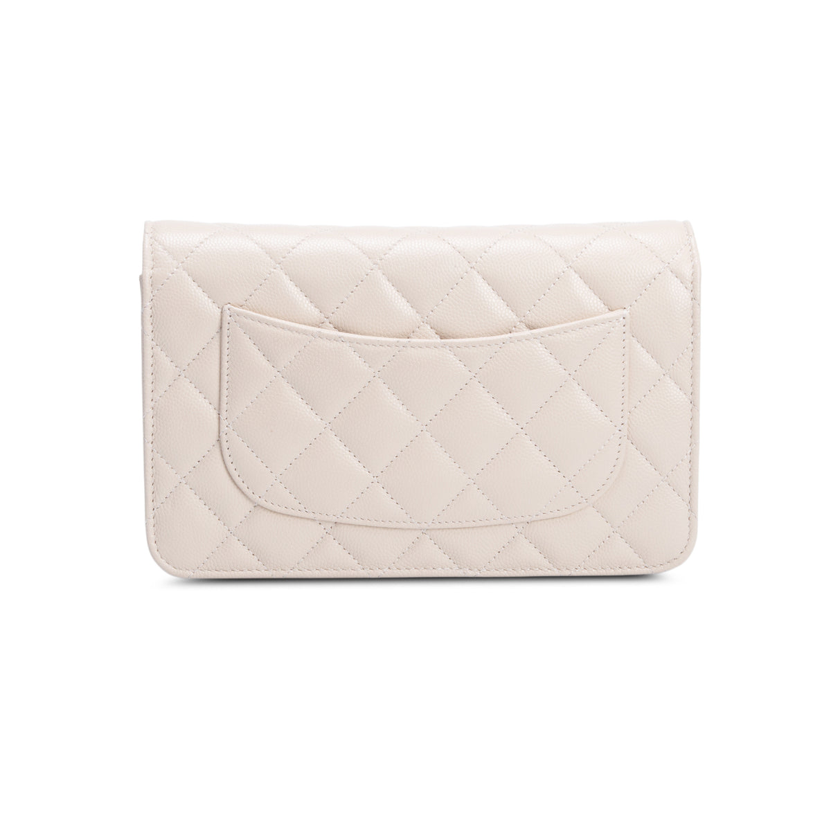 Chanel Beige Caviar Quilted Textured CC Wallet on Chain w/ Box