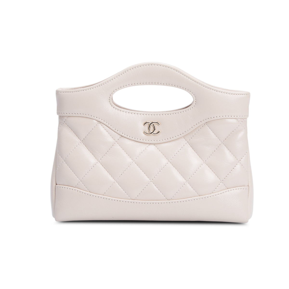 Chanel Beige Shiny Lambskin Quilted Nano 31 Shopping Bag w/ Box