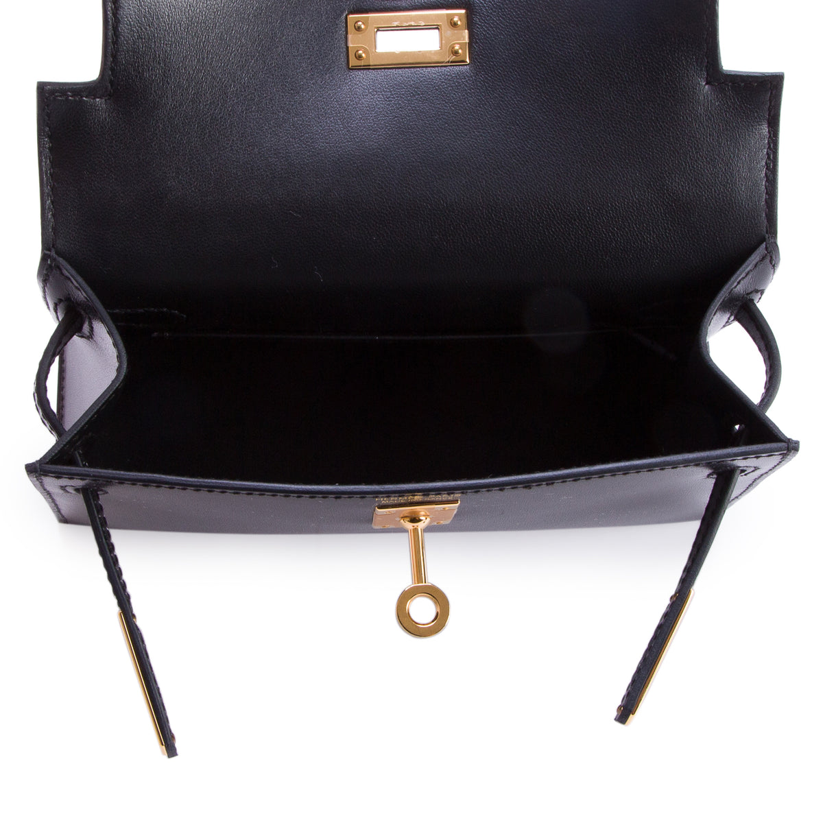 Hermes 2026 Noir Box Mini Kelly Sellier 20 w/ Box & Strap