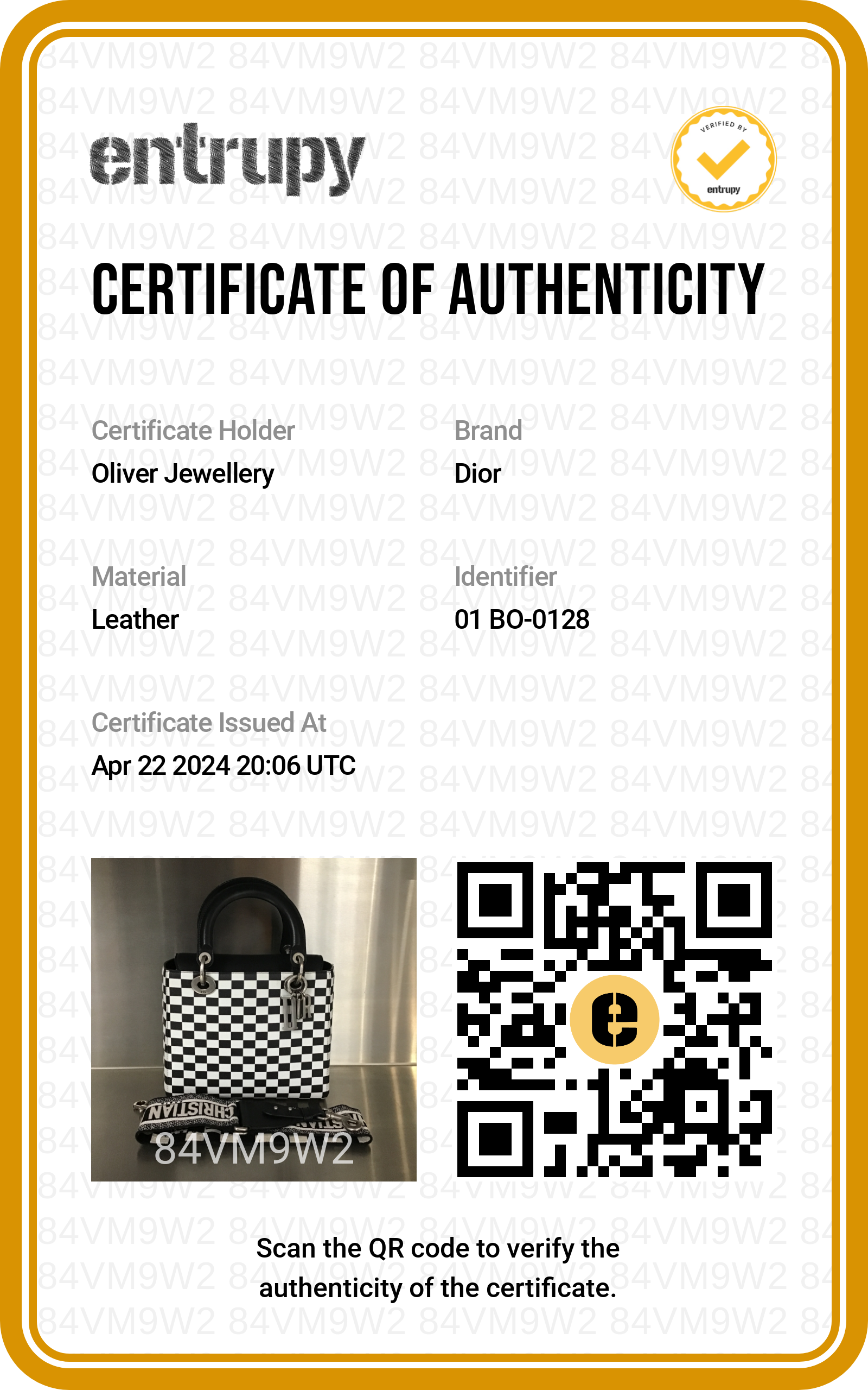 Christian Dior Black & White Check Print Leather Medium Lady Dior Bag w/ Strap, Box & Authenticity Card