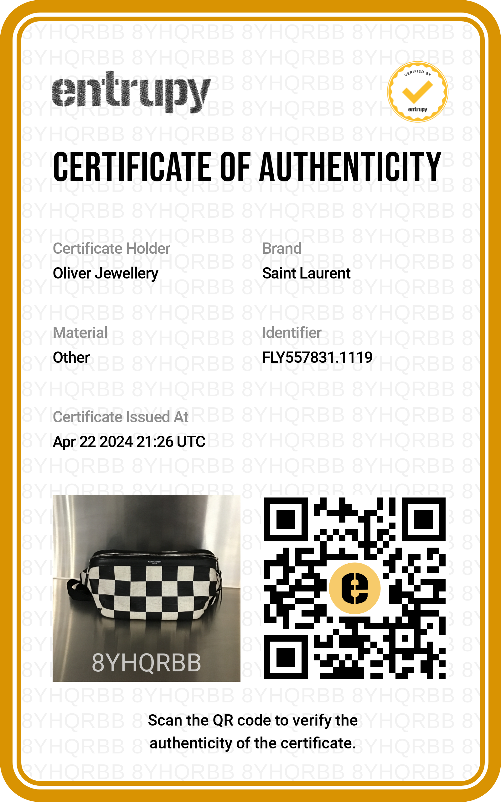 Saint Laurent Checkered Print Canvas Belt Bag