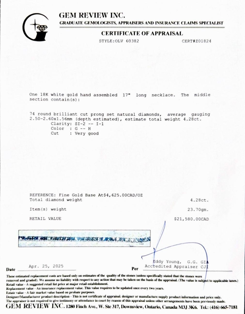 14k White Gold 4.28 tcw. Diamond Tennis Necklace