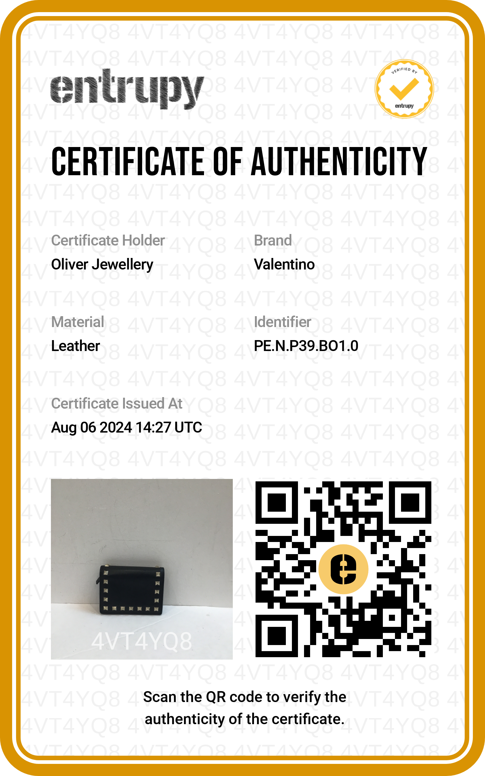 Valentino Black Calfskin Leather Rockstud Compact Wallet