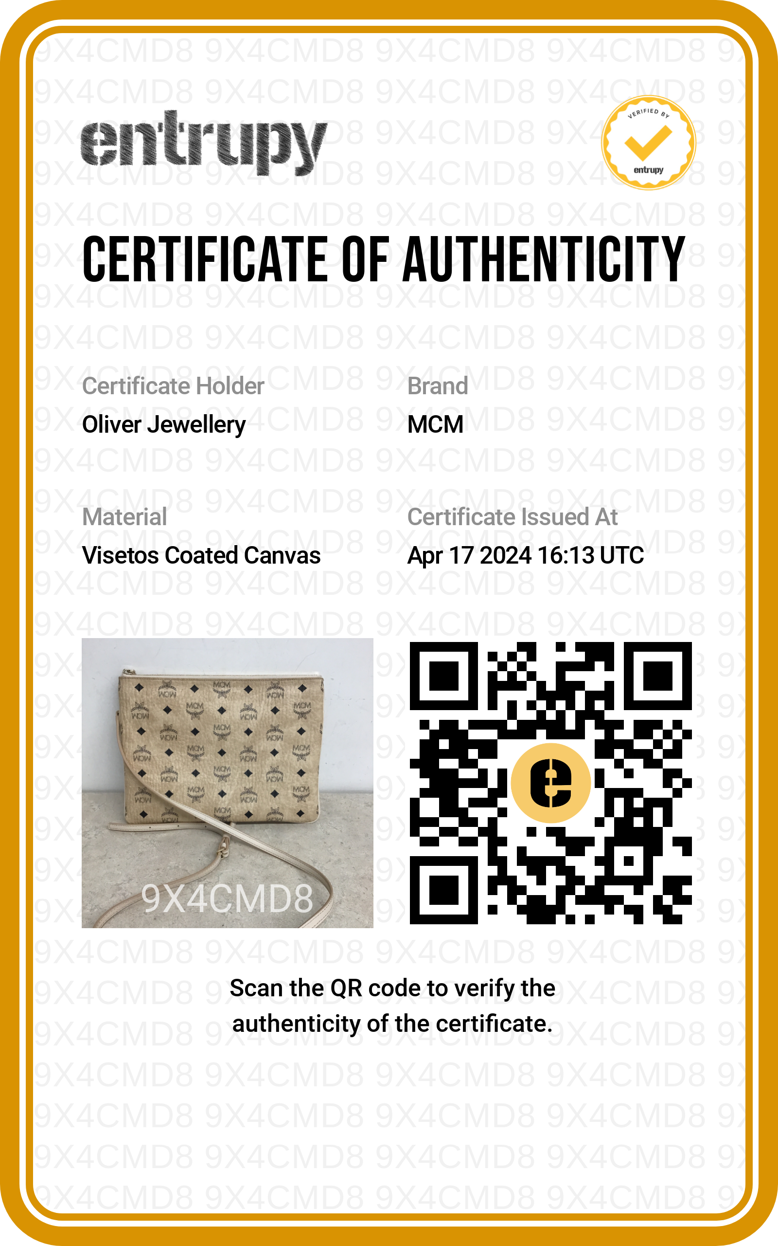 MCM Neutral leather Trimmed Visetos Coated Canvas Medium Crossbody Pouch