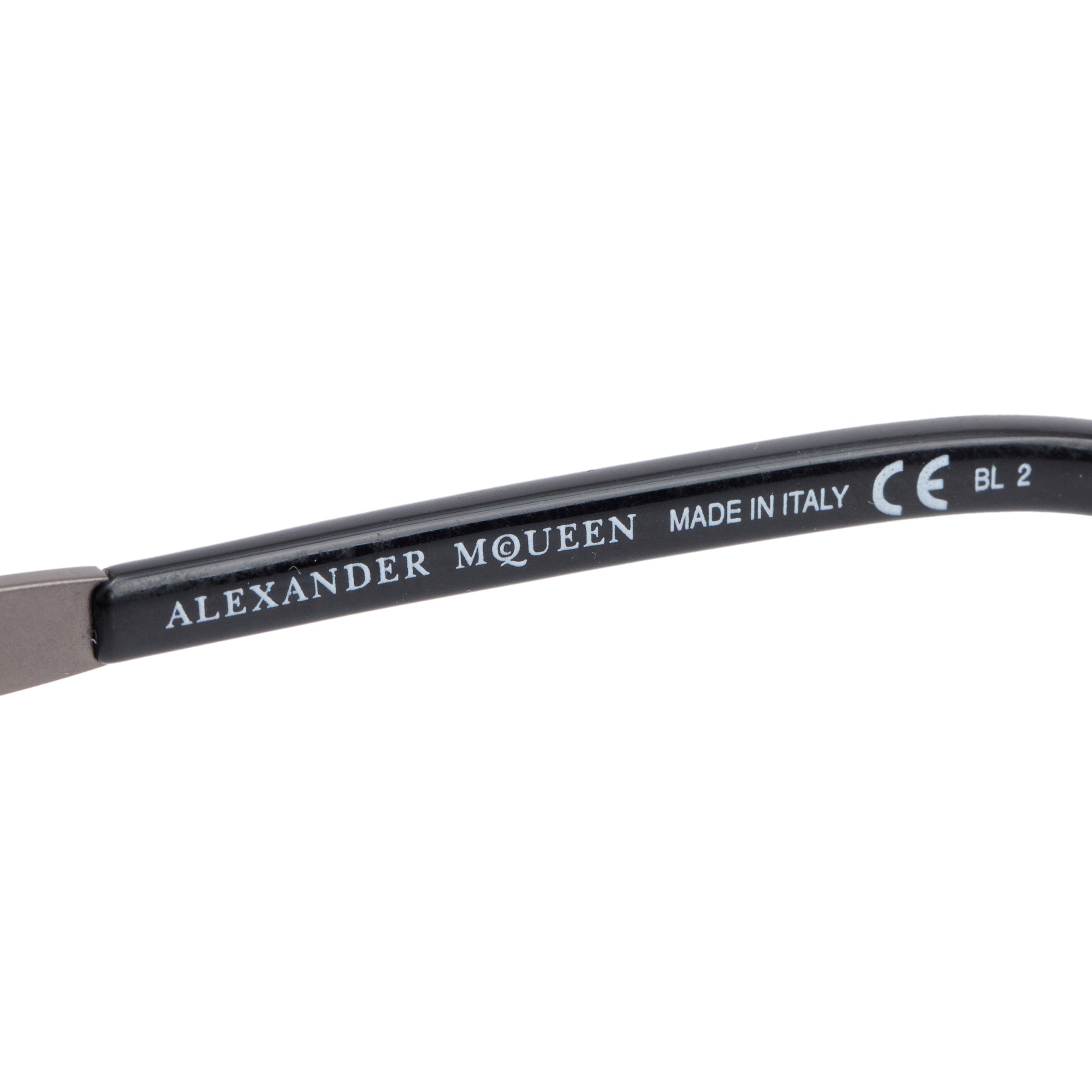Alexander McQueen AMQ 4156/S Gun-Metal Black Acetate Aviator Gradient Sunglasses w/ Case