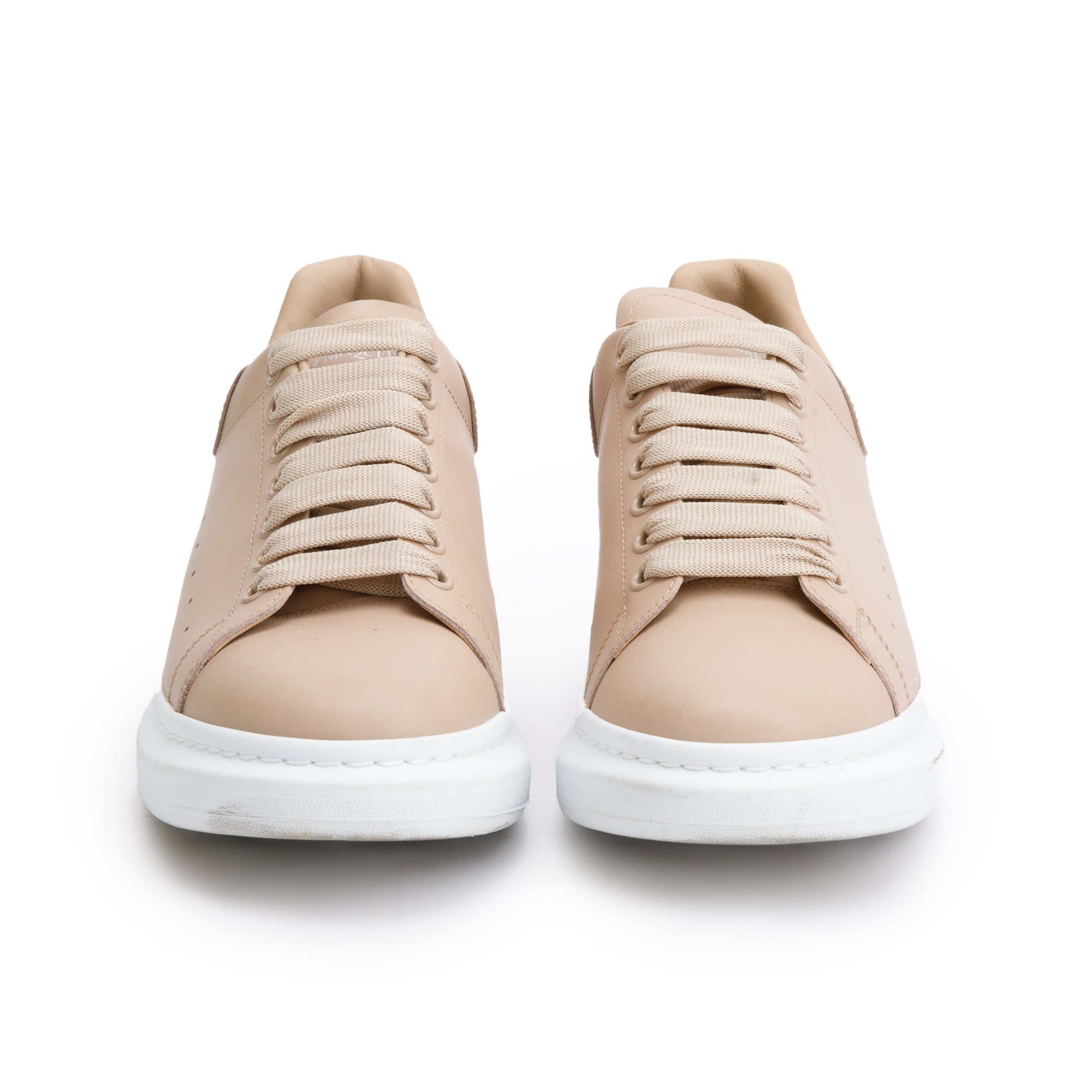Alexander McQueen Beige Calfskin Leather Oversized Sneakers, Size 42 w/ Box