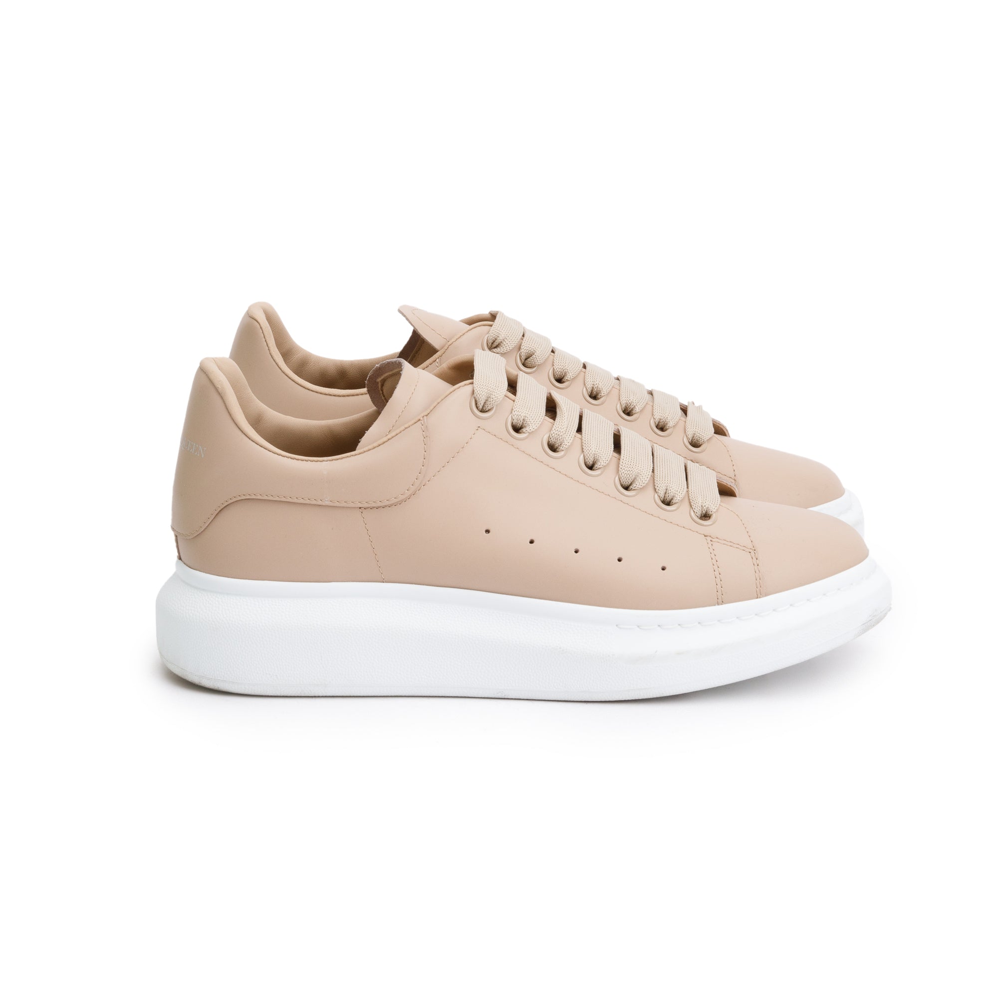 Alexander McQueen Beige Calfskin Leather Oversized Sneakers, Size 42 w/ Box