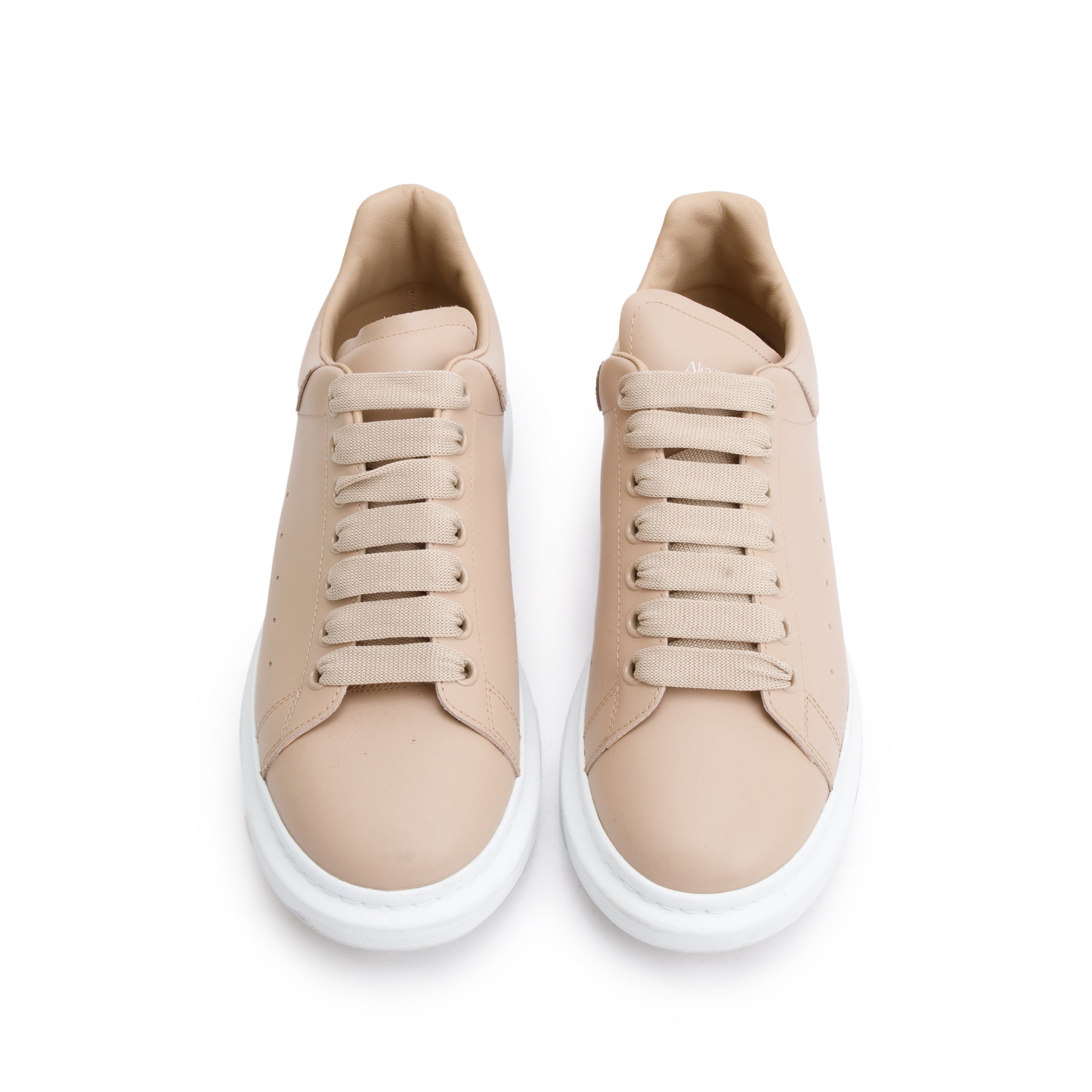 Alexander McQueen Beige Calfskin Leather Oversized Sneakers, Size 42 w/ Box