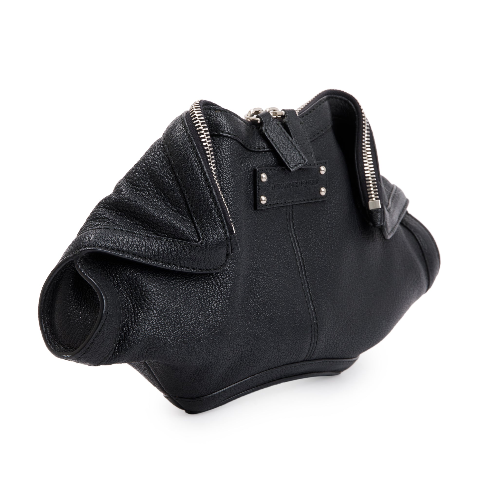 Alexander McQueen Black Calfkskin Leather De Manta Clutch