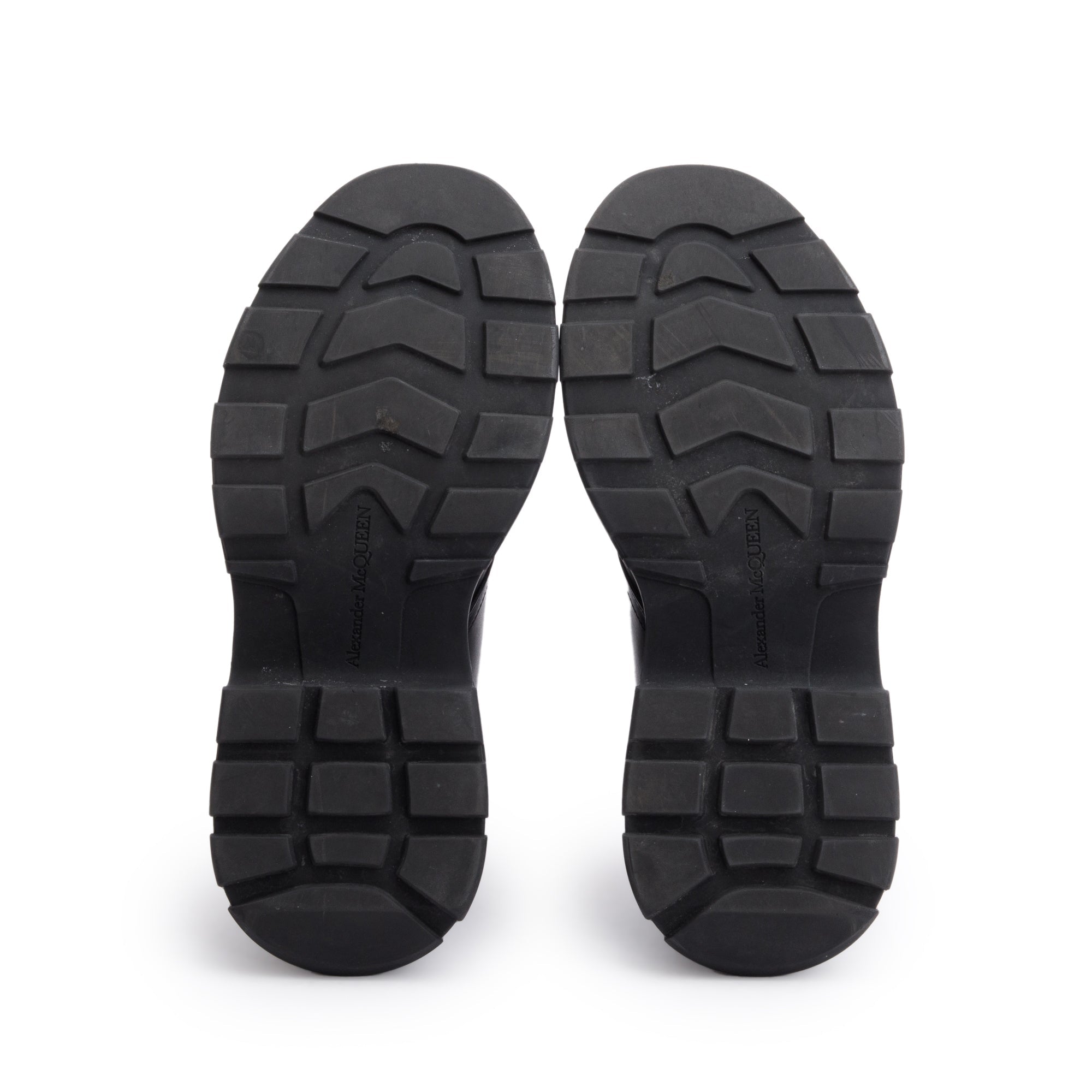 Alexander McQueen Black Calfskin Leather Gold Metal Toe Derby Shoes, Size 41