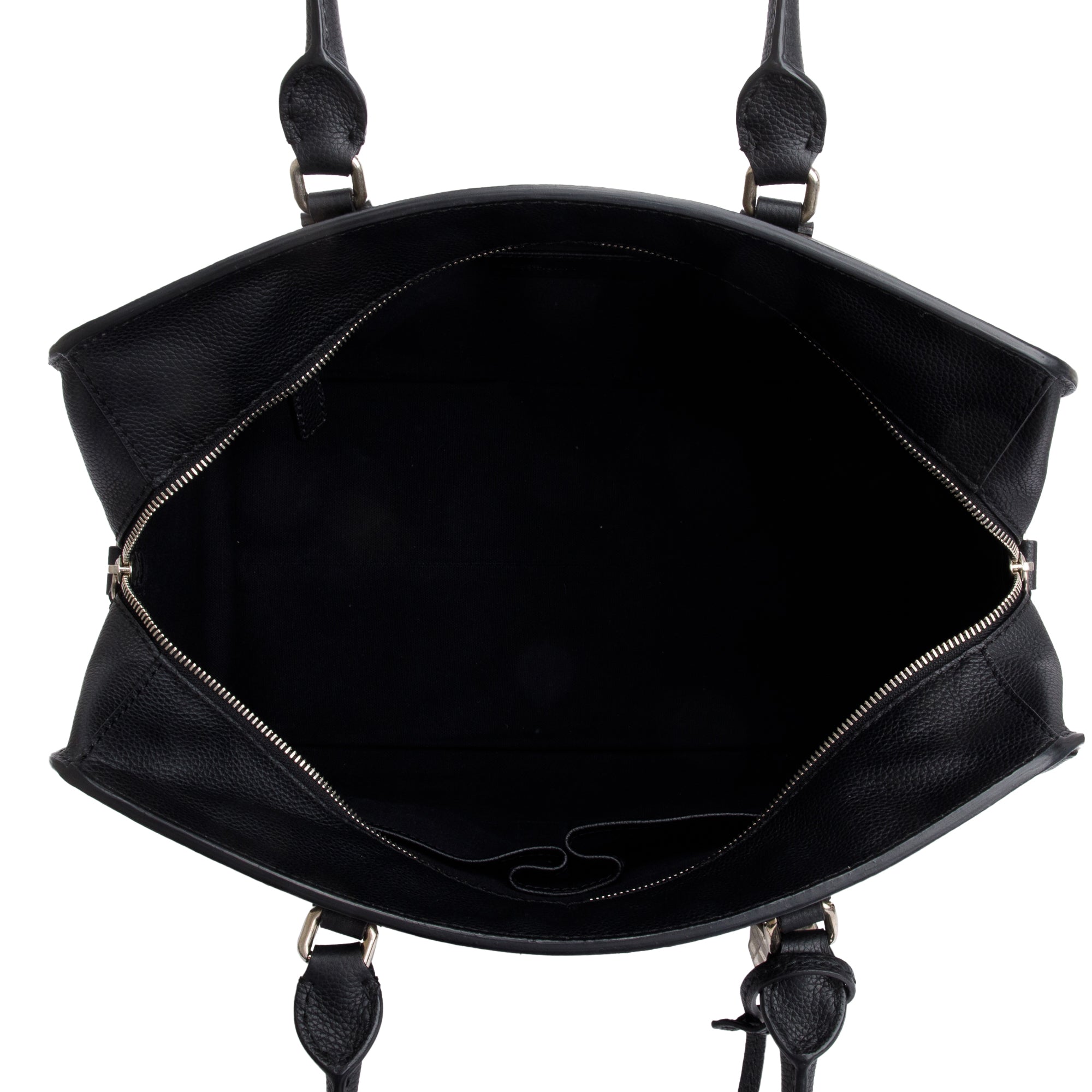 Alexander McQueen Black Calfskin Leather Large Padlock Zip Around Tote w/ Strap