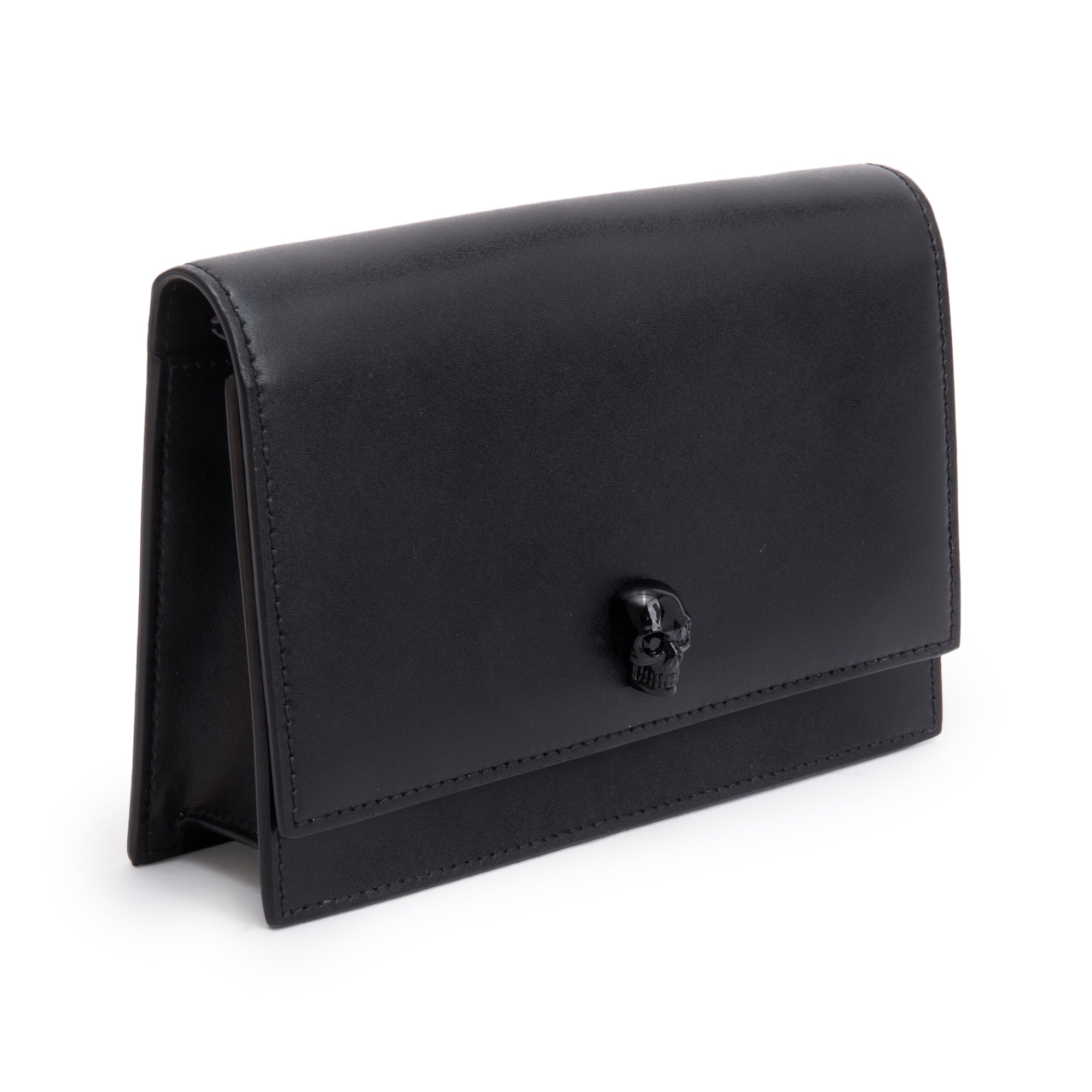 Alexander McQueen Black Calfskin Leather Small Skull Chain Bag