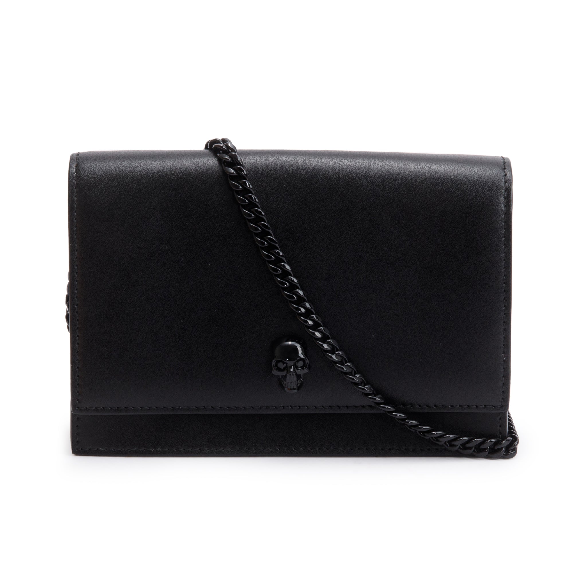 Alexander McQueen Black Calfskin Leather Small Skull Chain Bag