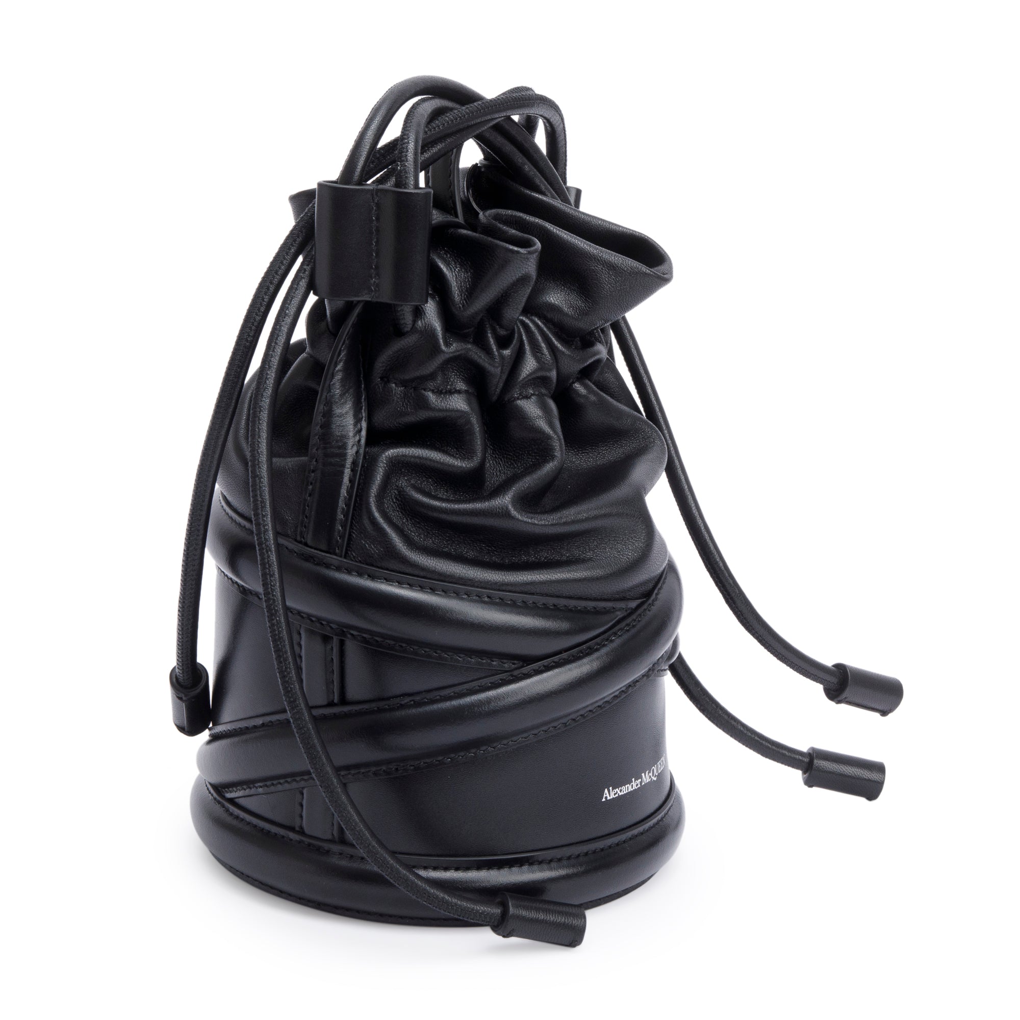 Alexander McQueen Black Calfskin Leather The Soft Curve Bucket Bag w/ Box