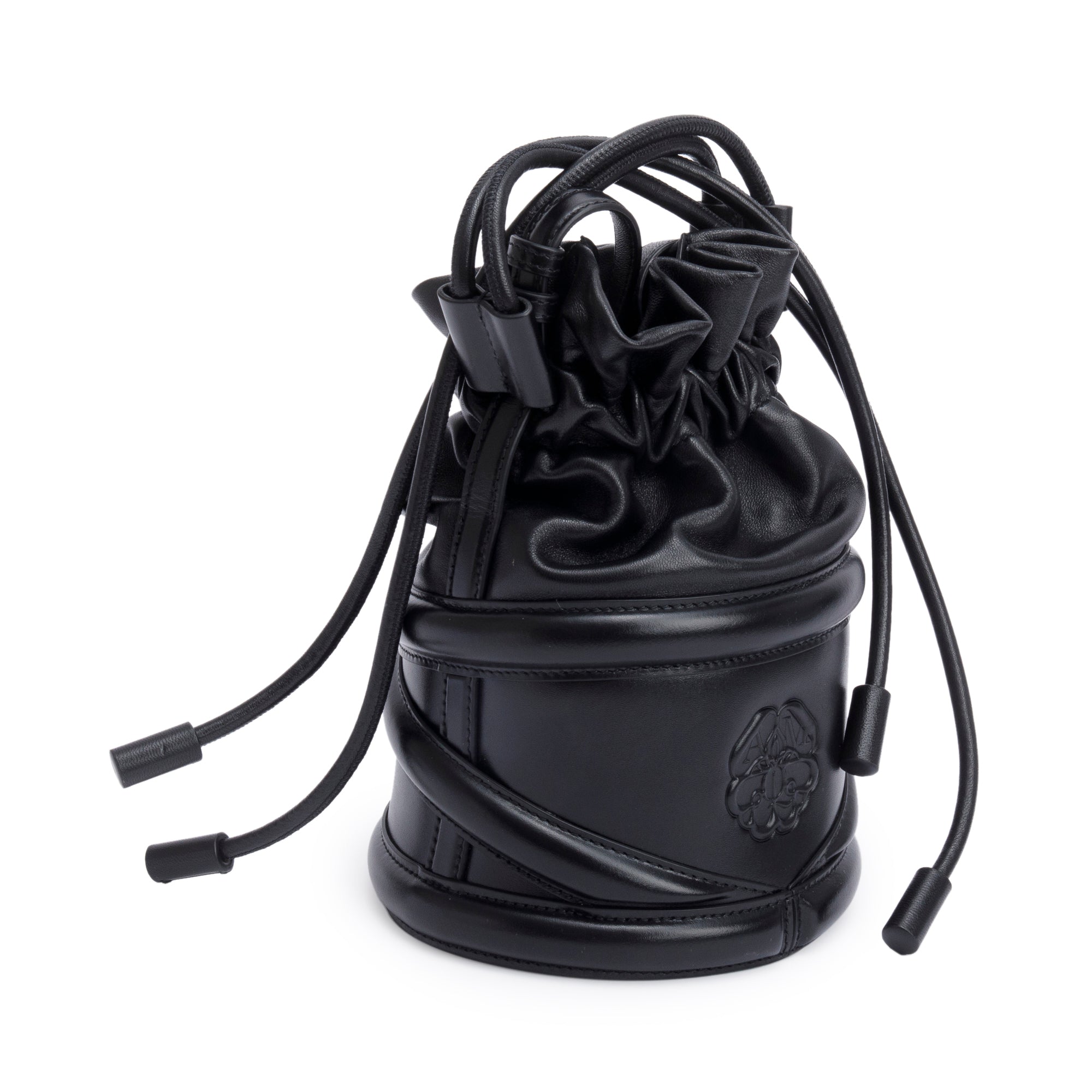 Alexander McQueen Black Calfskin Leather The Soft Curve Bucket Bag w/ Box
