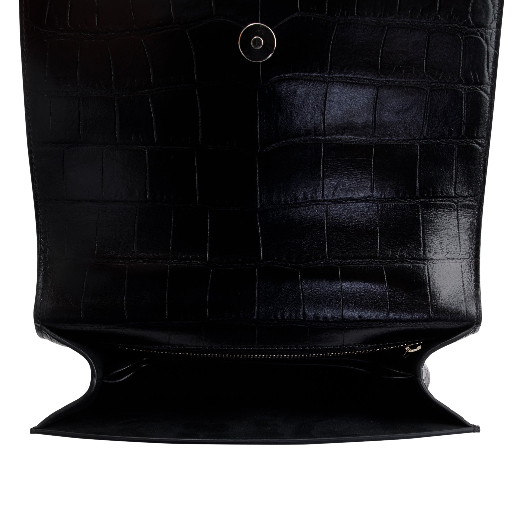 Alexander McQueen Black Croc Embossed Medium Jewelled Satchel