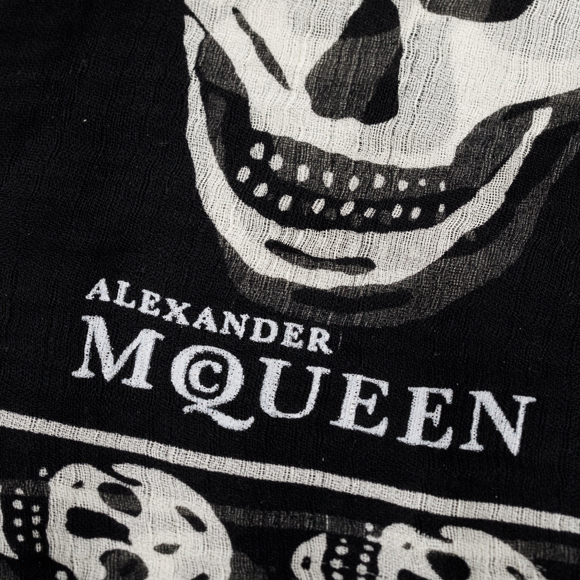 Alexander McQueen Black Skull Printed Silk Scarf
