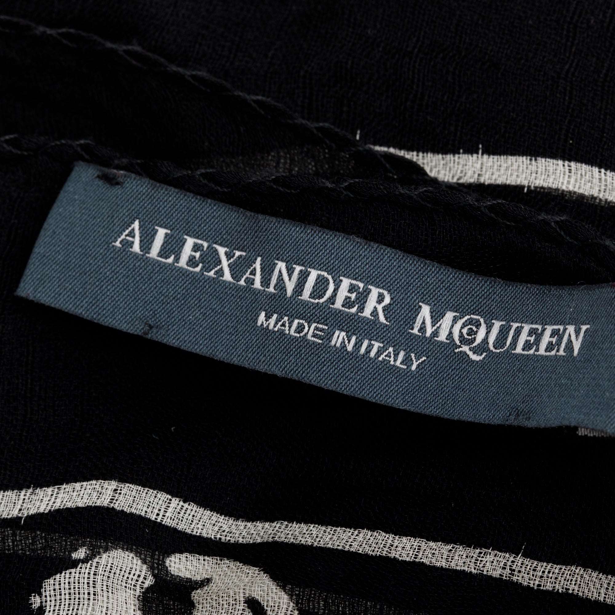 Alexander McQueen Black Skull Printed Silk Scarf