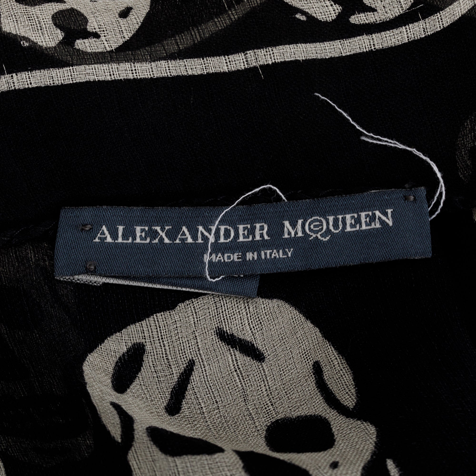 Alexander McQueen Black Skull Printed Silk Scarf