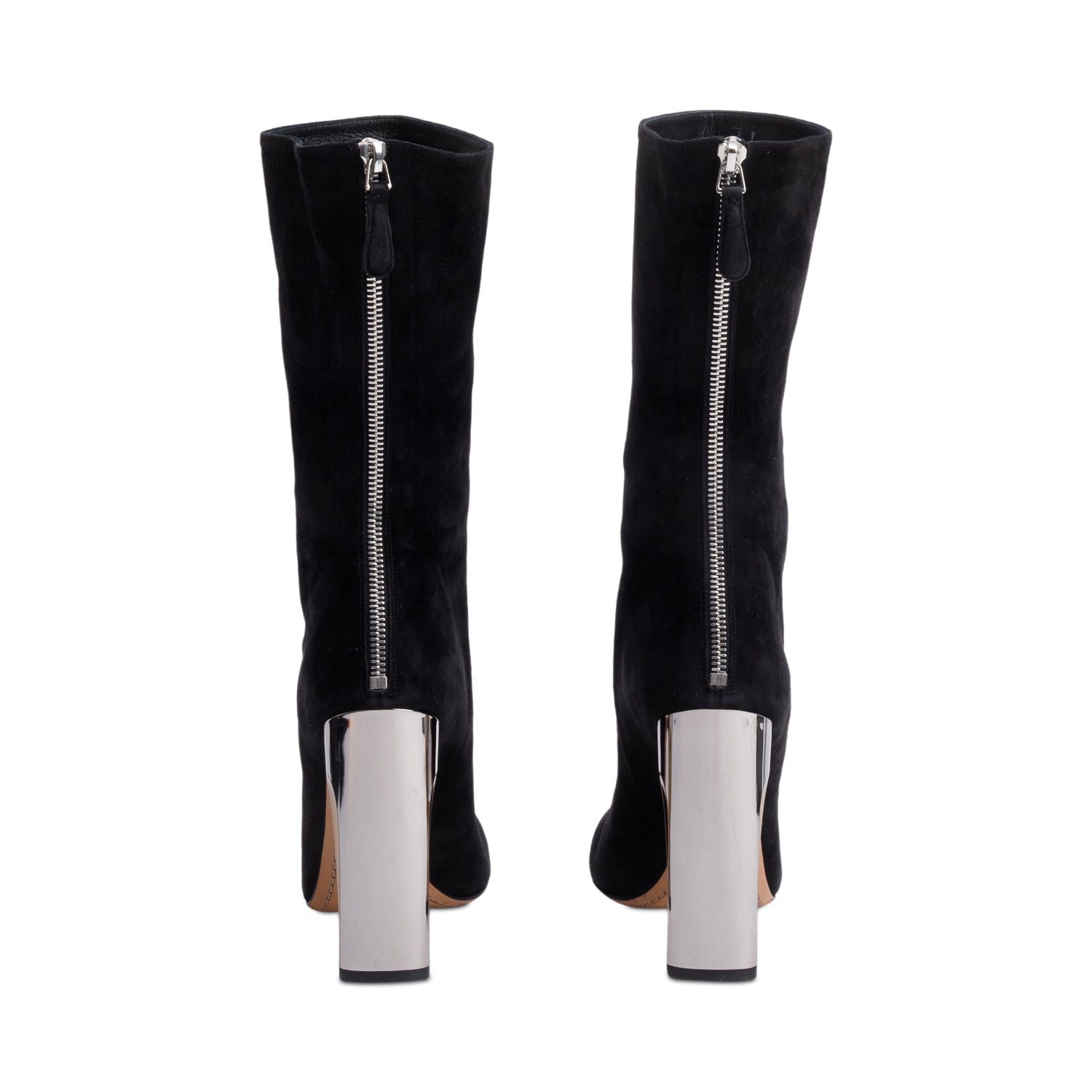 Alexander McQueen Black Suede Mid-Calf Sock Boots, Size 40