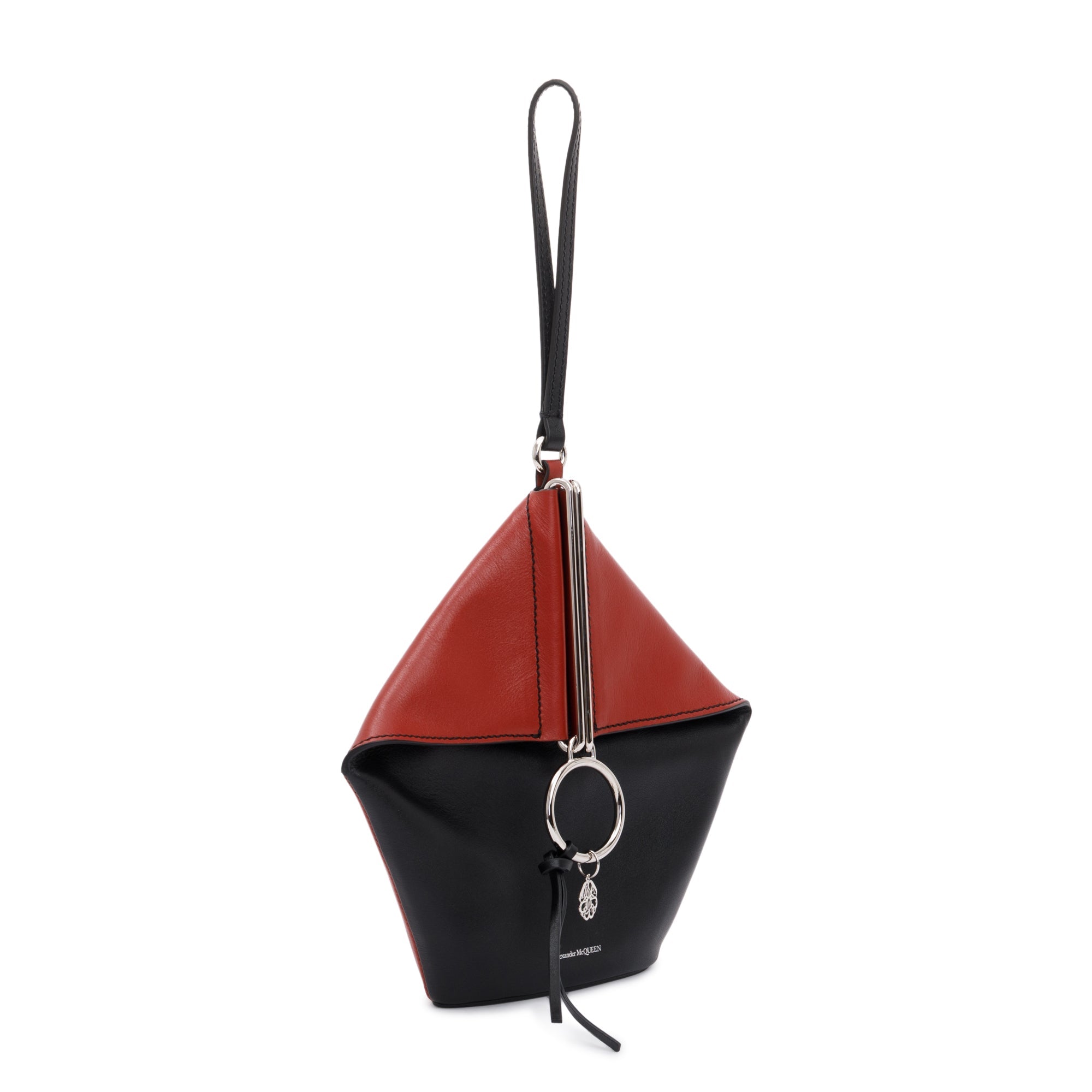 Alexander McQueen Black and Red Calfskin Leather Butterfly Bag