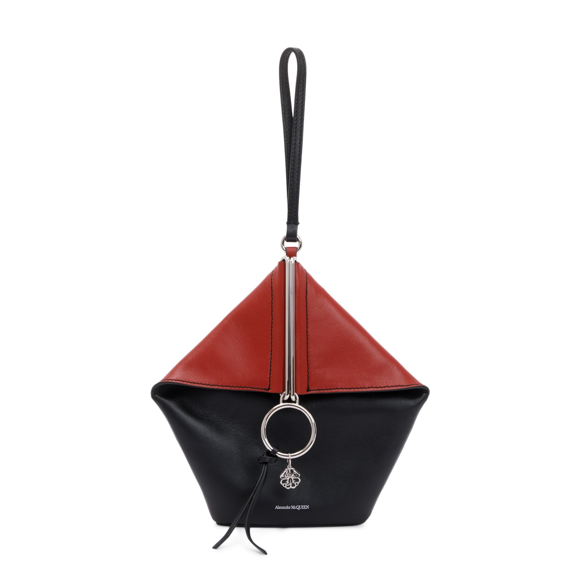 Alexander McQueen Black and Red Calfskin Leather Butterfly Bag